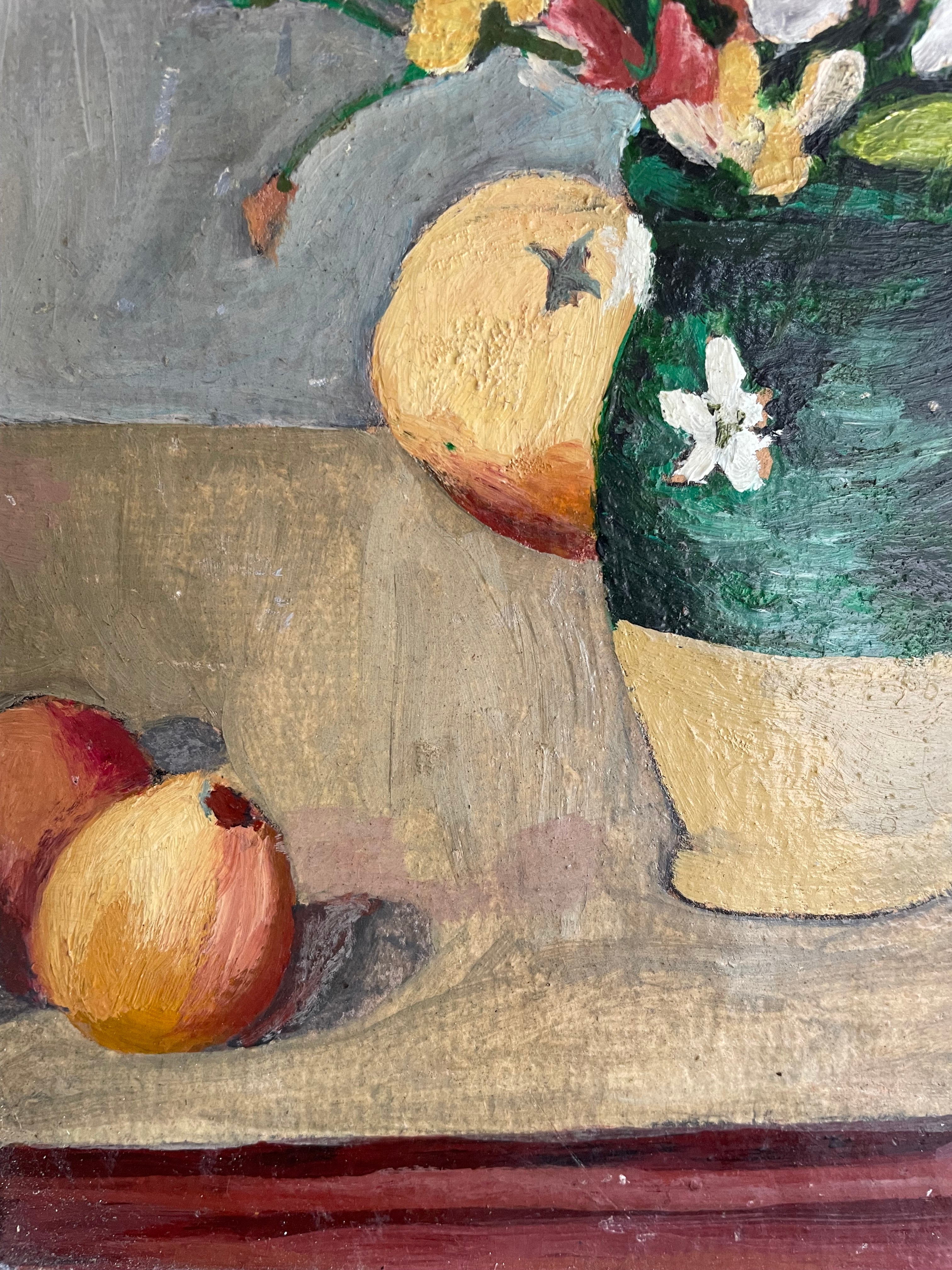Study of Cézanne’s  “Still Life, Tulips & Apples” Post Impressionist Style Oil Painting