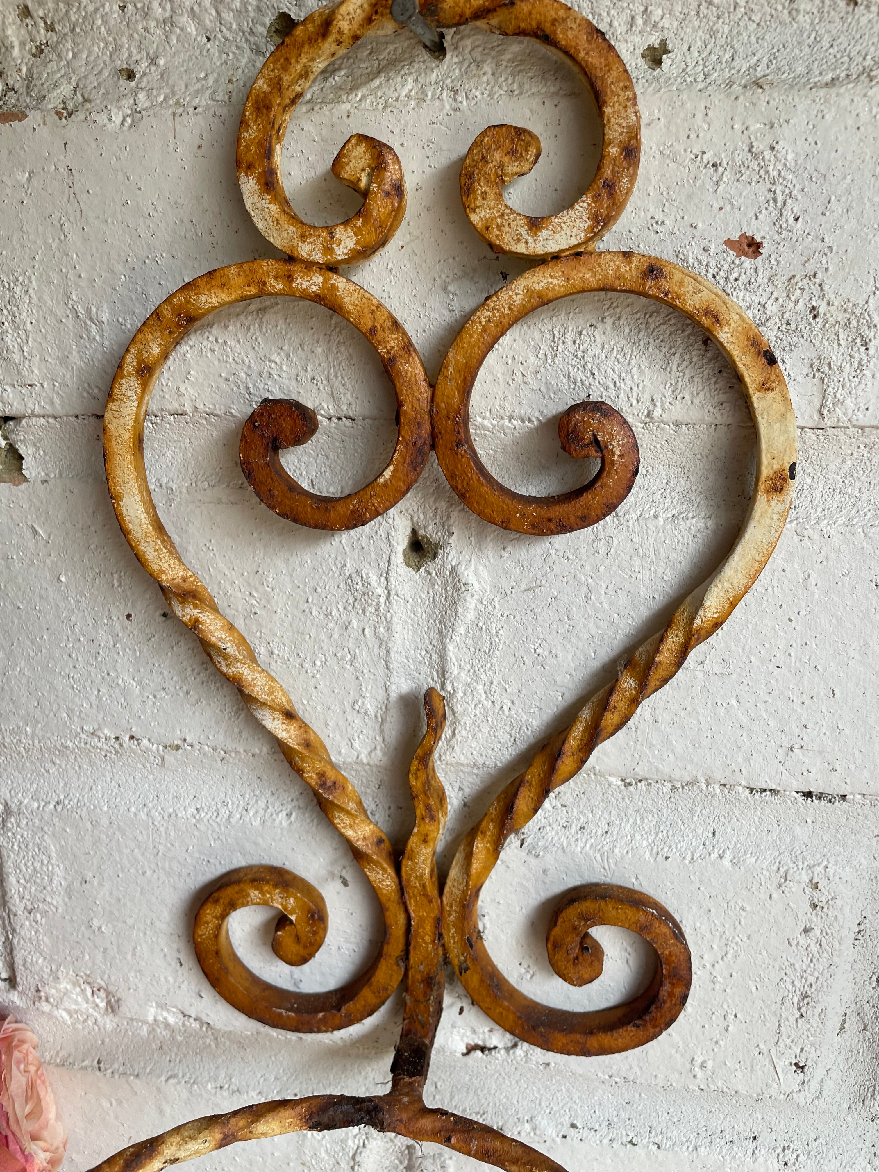 Pair of Rustic French Iron Wall Hanging Plant Holders