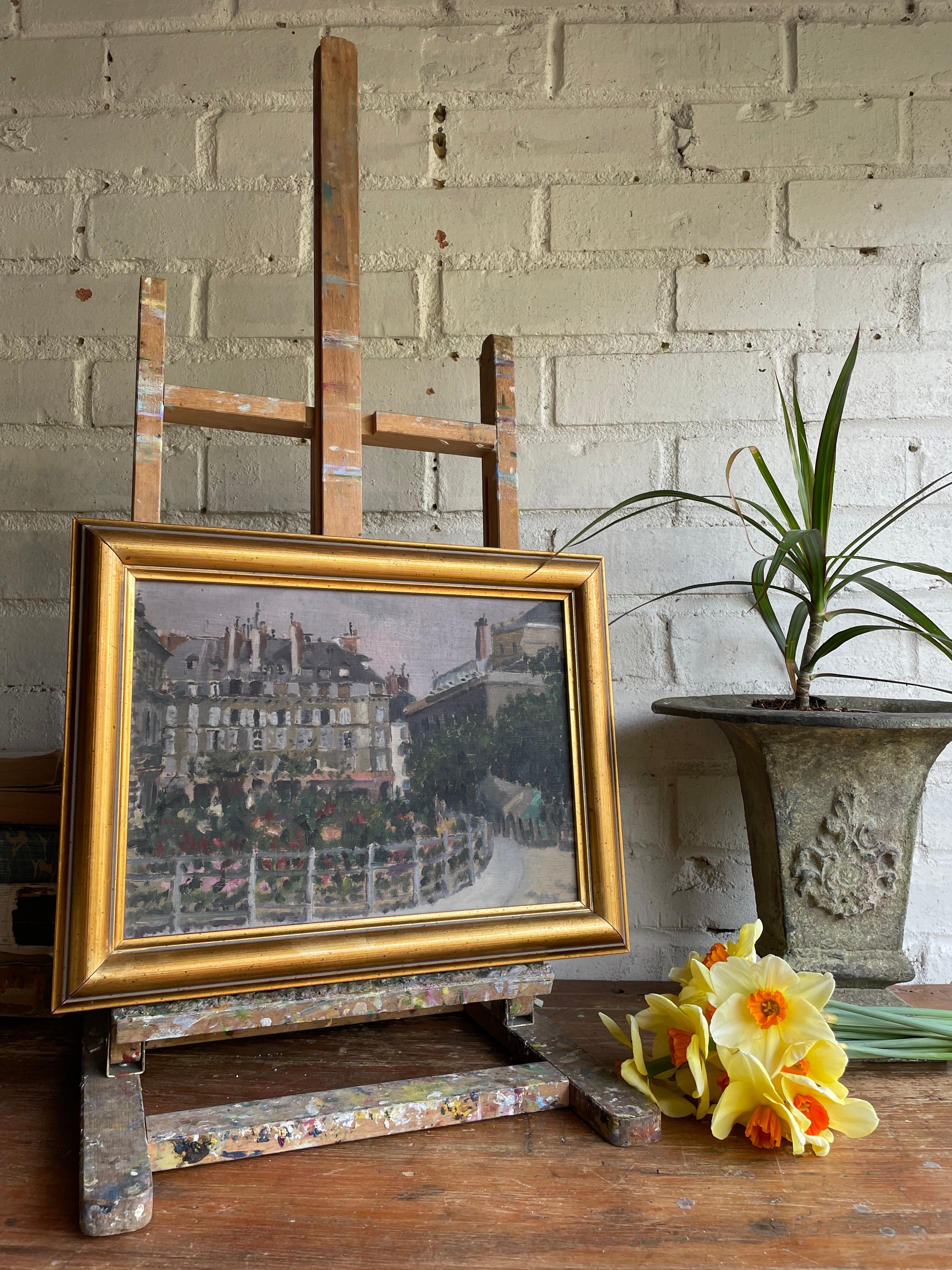 A French Garden in Bloom: Oil on Board: Was £90 now £63 at checkout