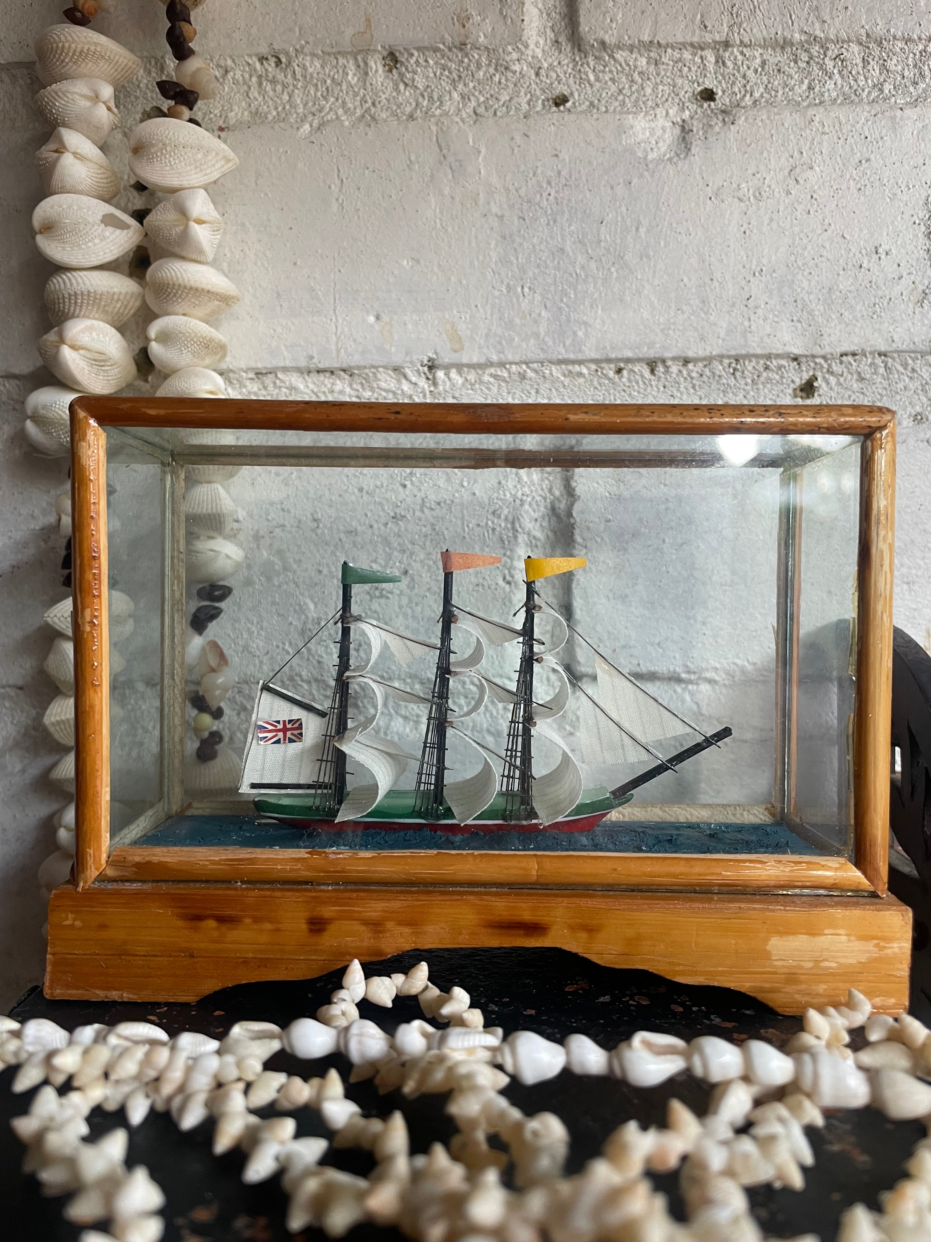 Little Miniature Ship in Glass Box