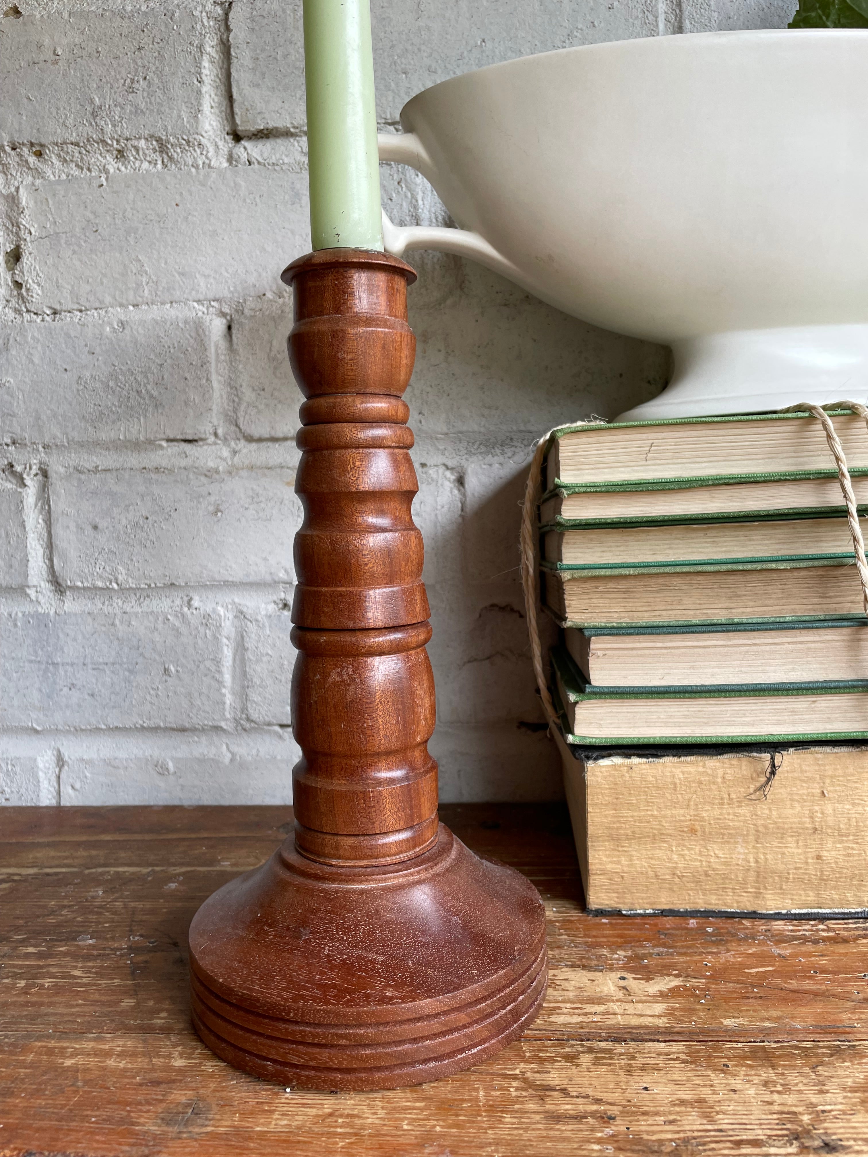1940s Turned Wooden Candlestick with Brass Insert. Was £25 now £16.25 at checkout