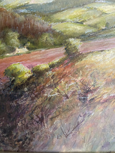 Pink Landscape: Large Early 20th Century Oil on Canvas