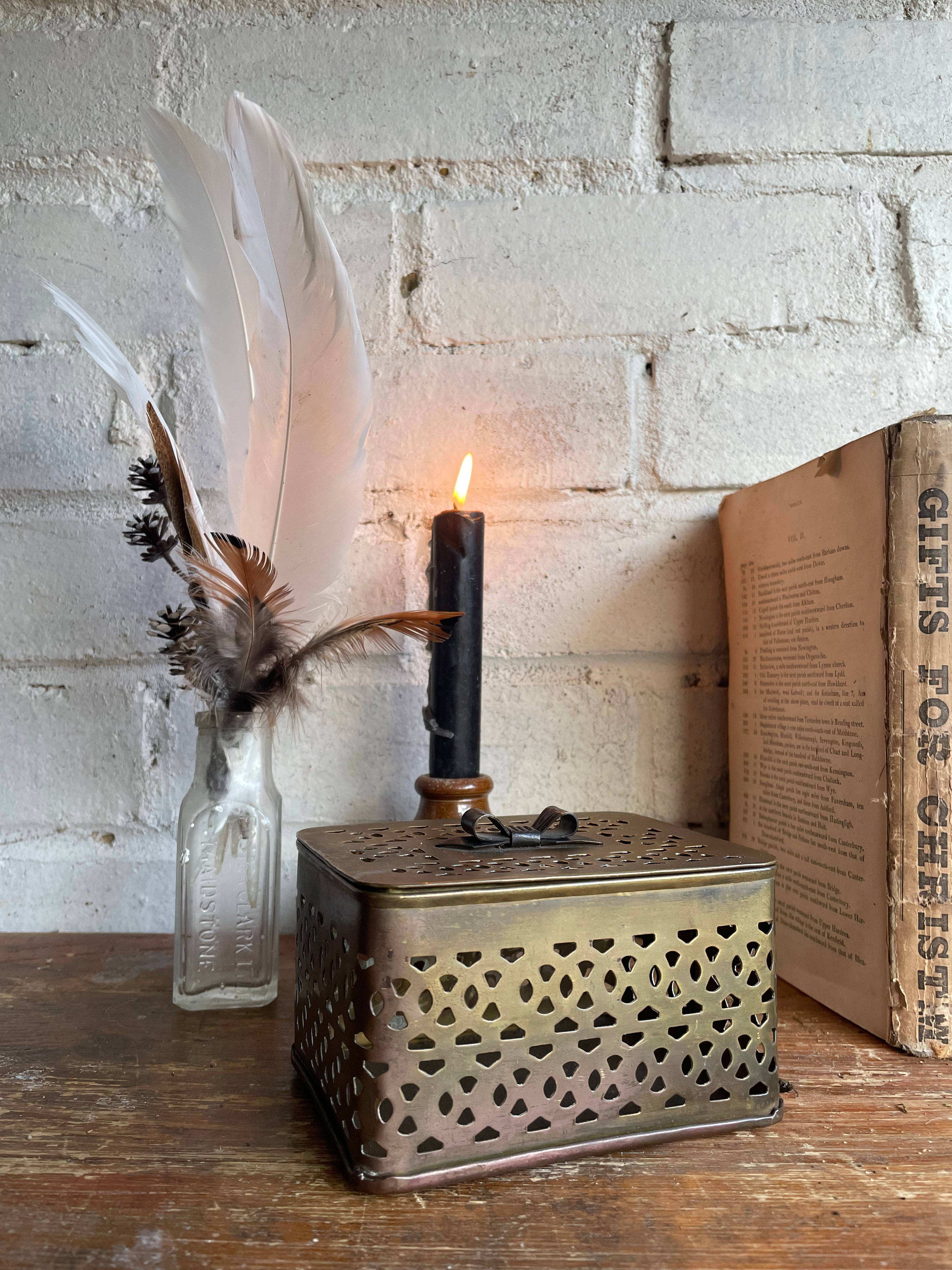 Small 19th Century Brass Pot-Pourri Box with Metal Bow detail