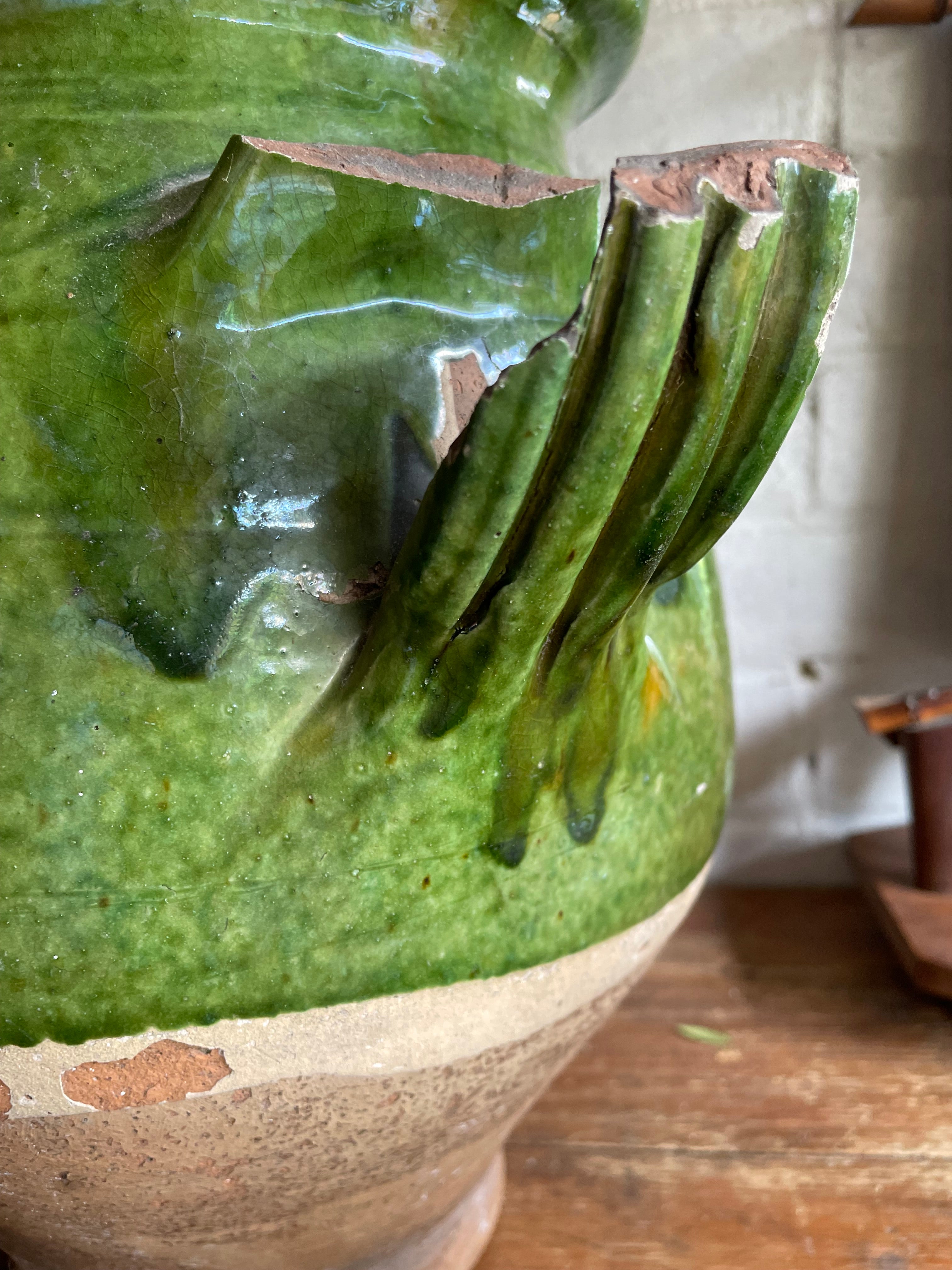 Large 19th Century French Green Confit Pot