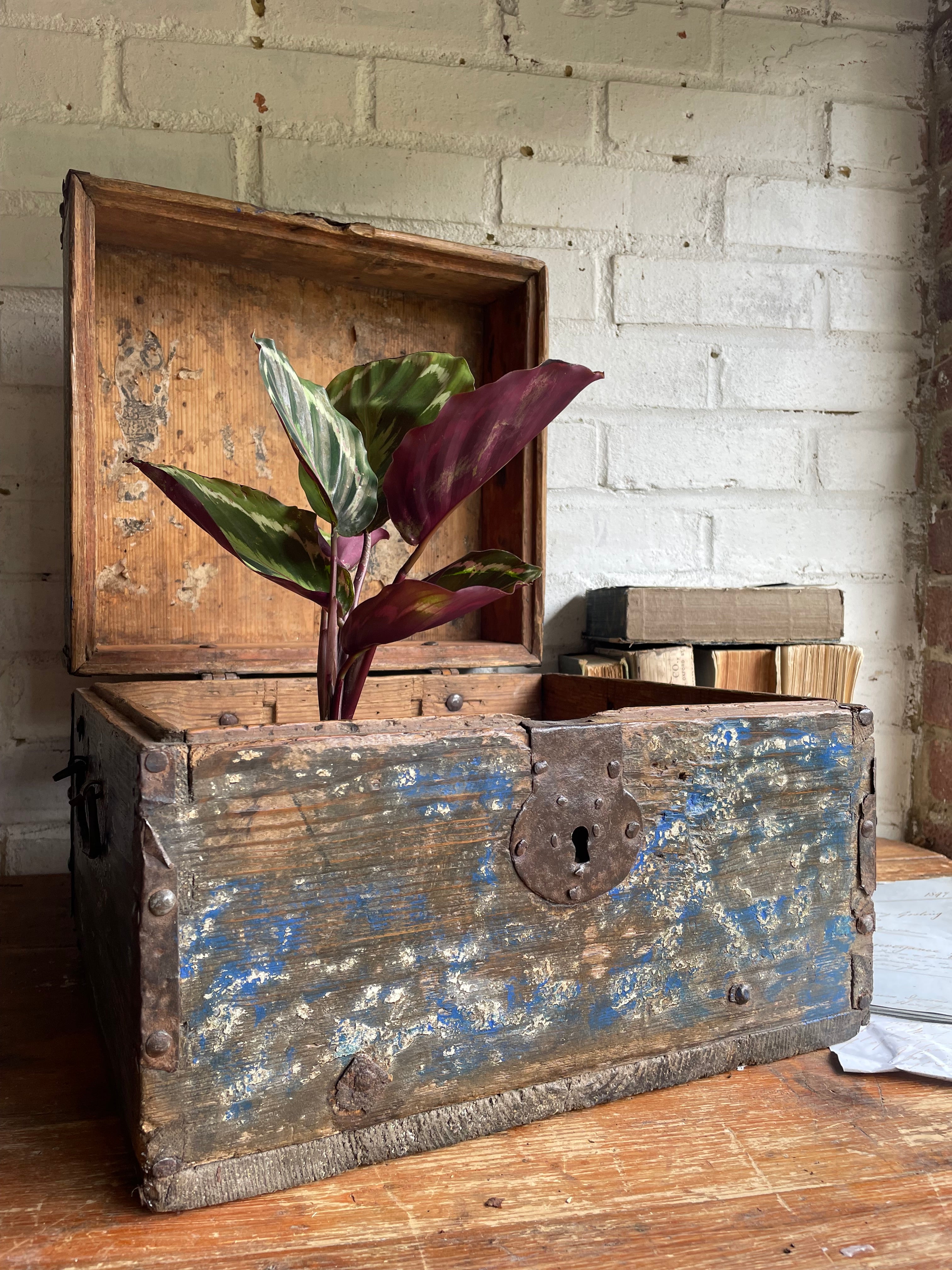 19th Century Chest with Original Iron Handles