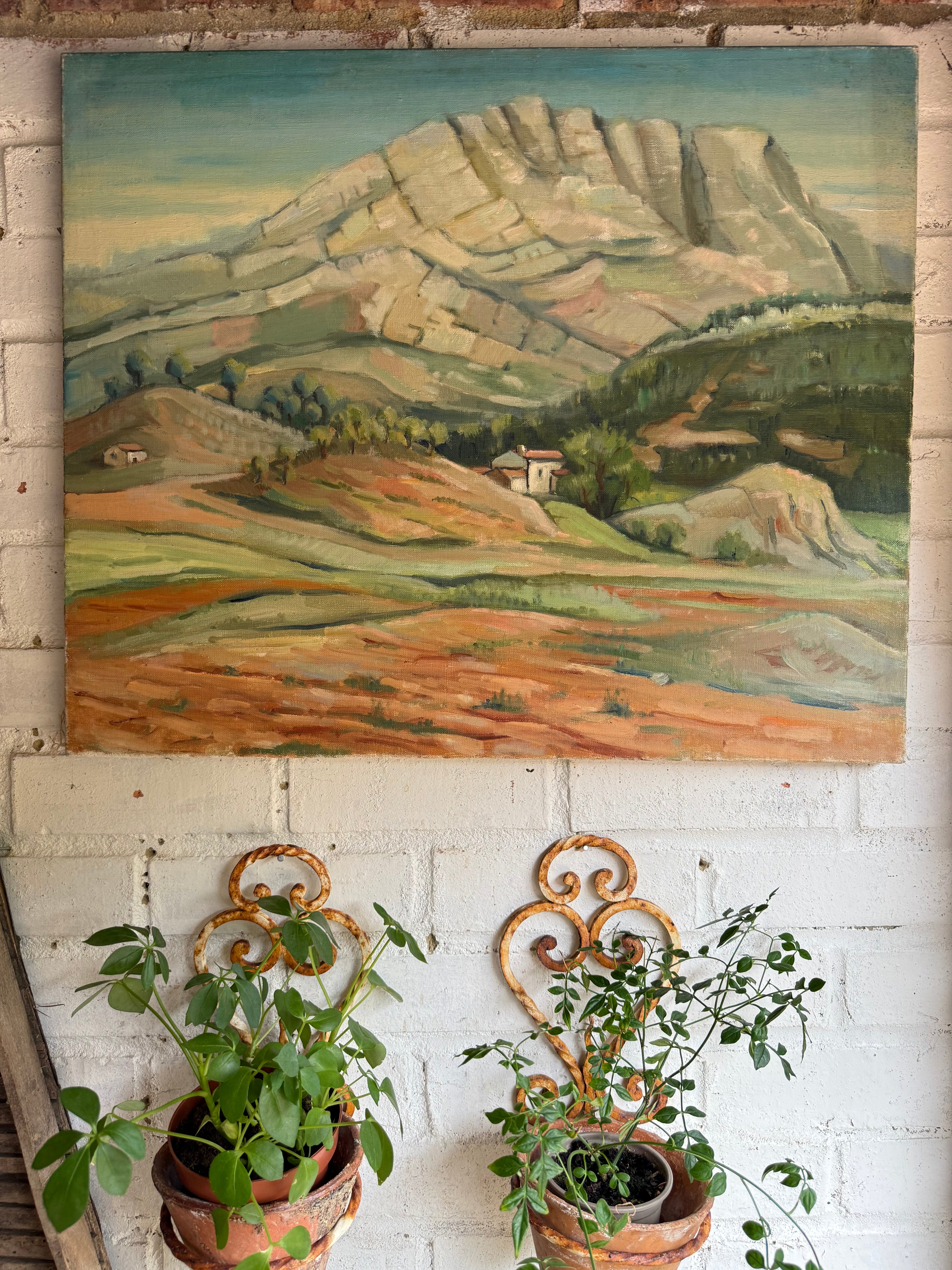 Provencal Landscape: Early 20th Century Oil on Canvas