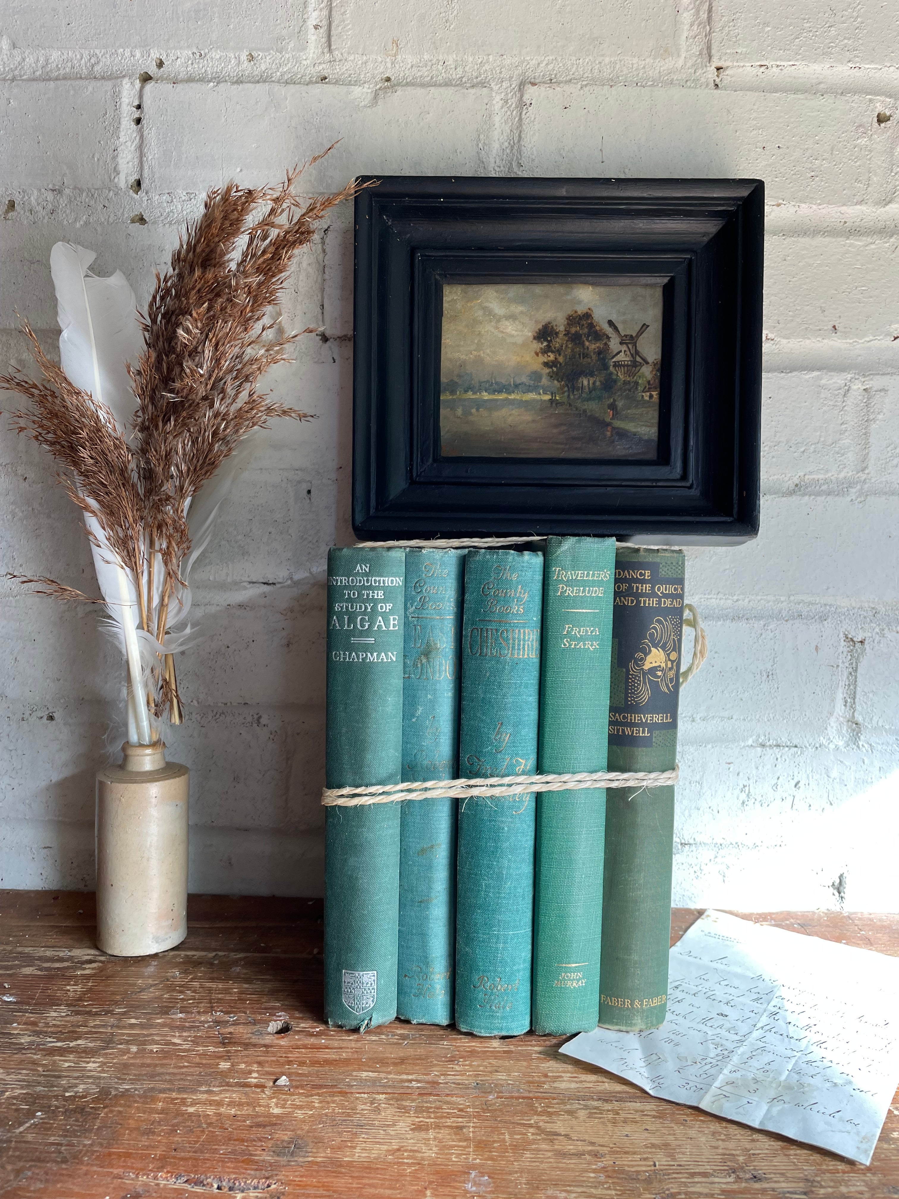 Small 19th Century Oil Painting on Wood with Windmill