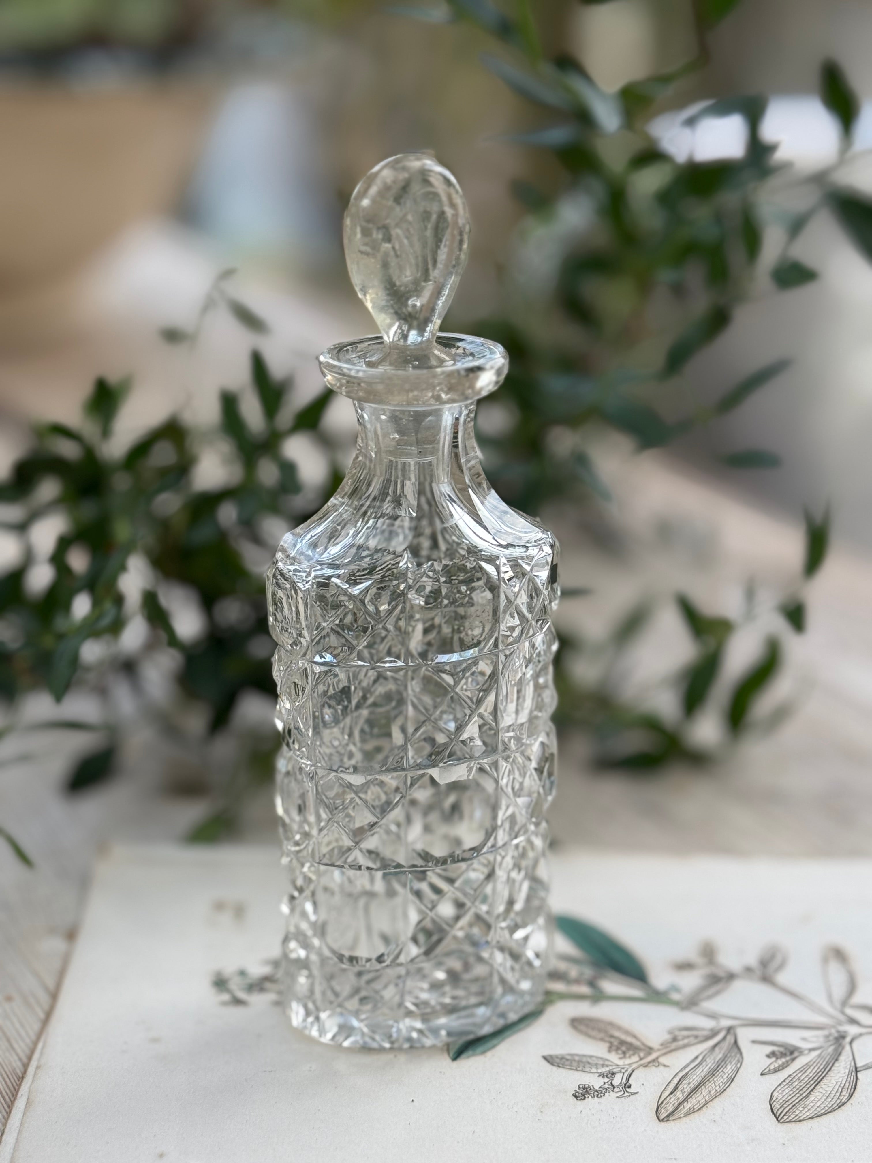 Circa 1870s: Small Victorian Cut-Glass Perfume Bottle