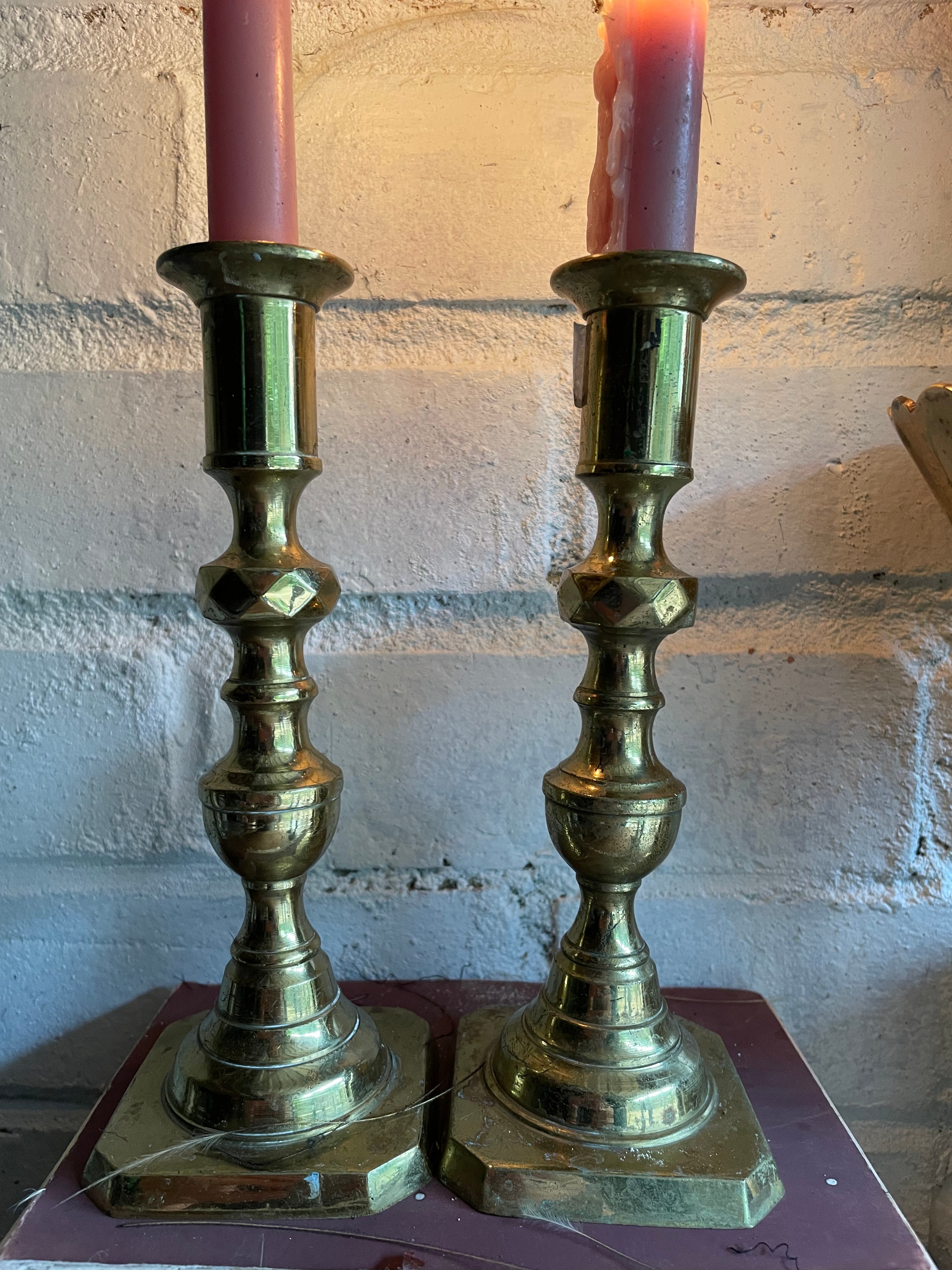 Pair of Small Classic Brass Candlesticks