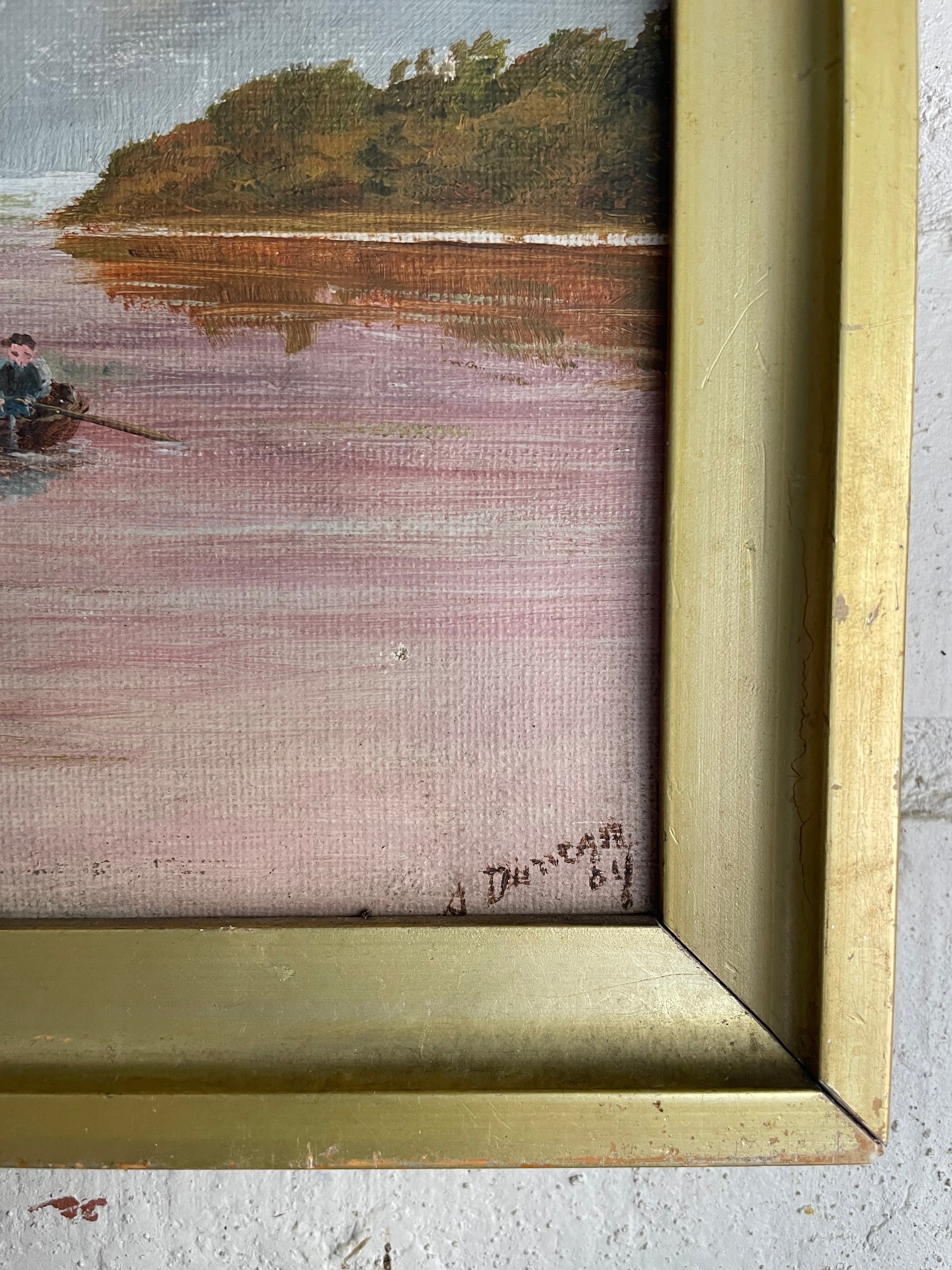 Pink Lake: Oil on Canvas Signed 1909