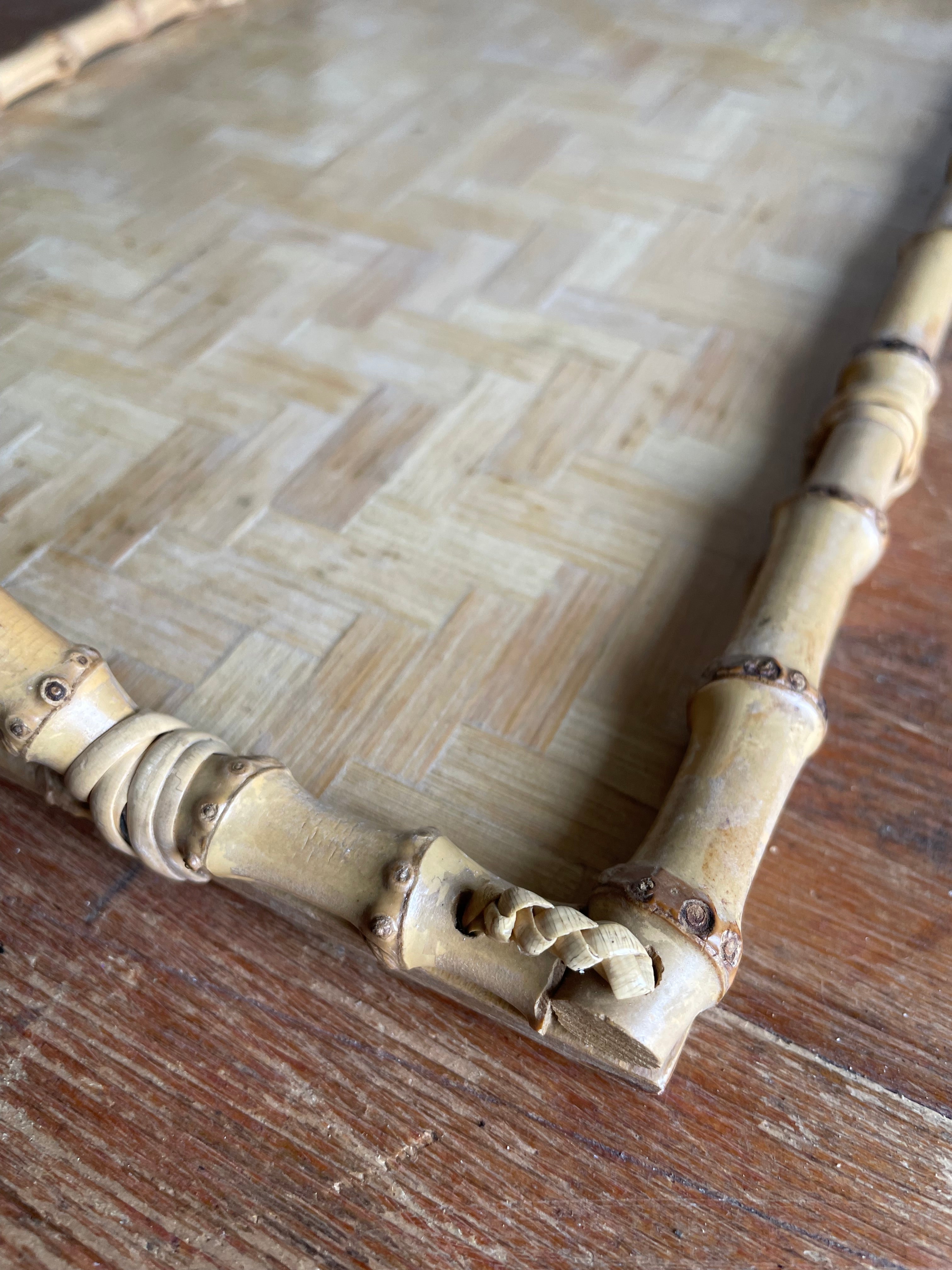 French Bamboo Marquetry Tray