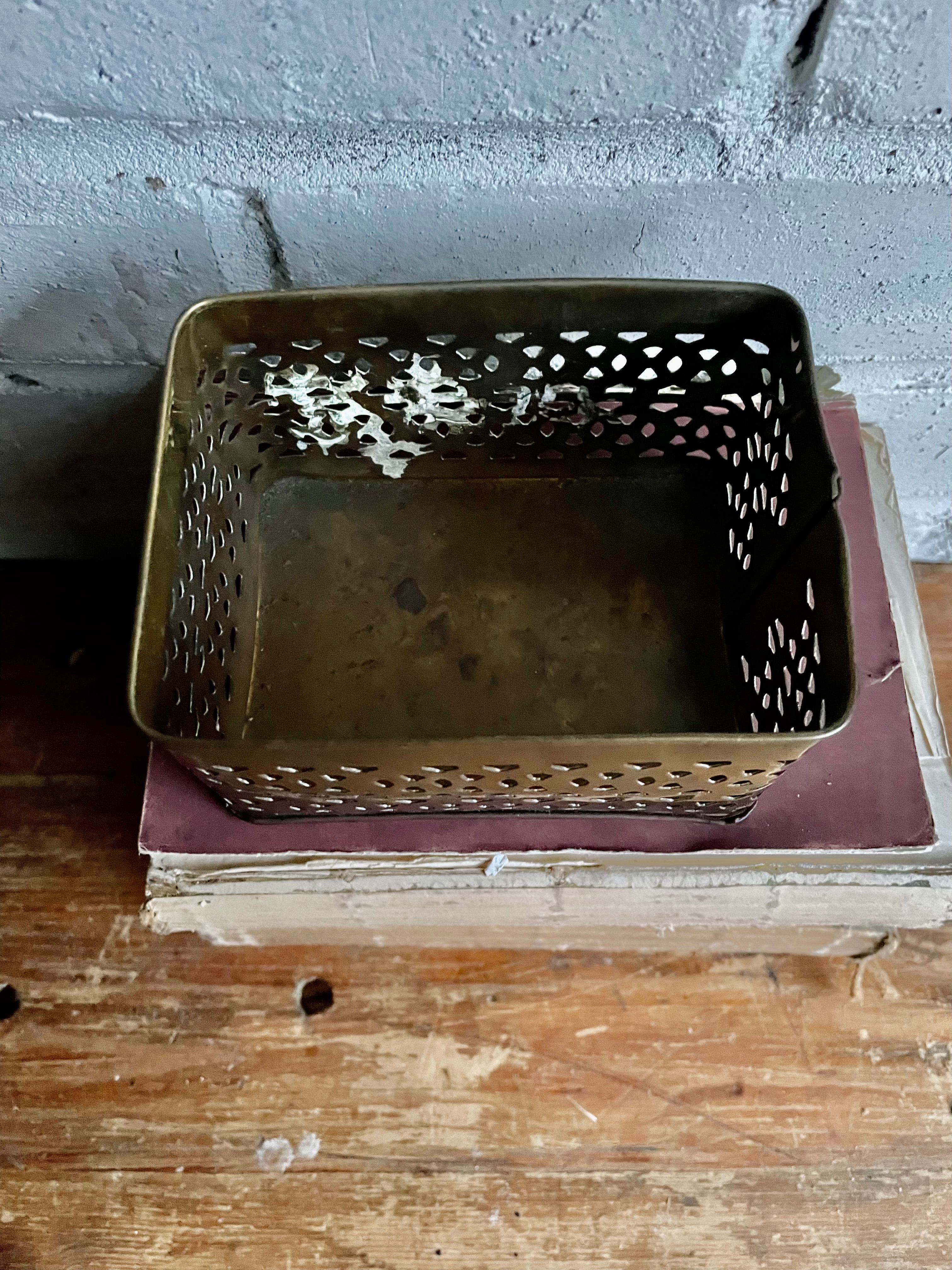 Small 19th Century Brass Pot-Pourri Box with Metal Bow detail