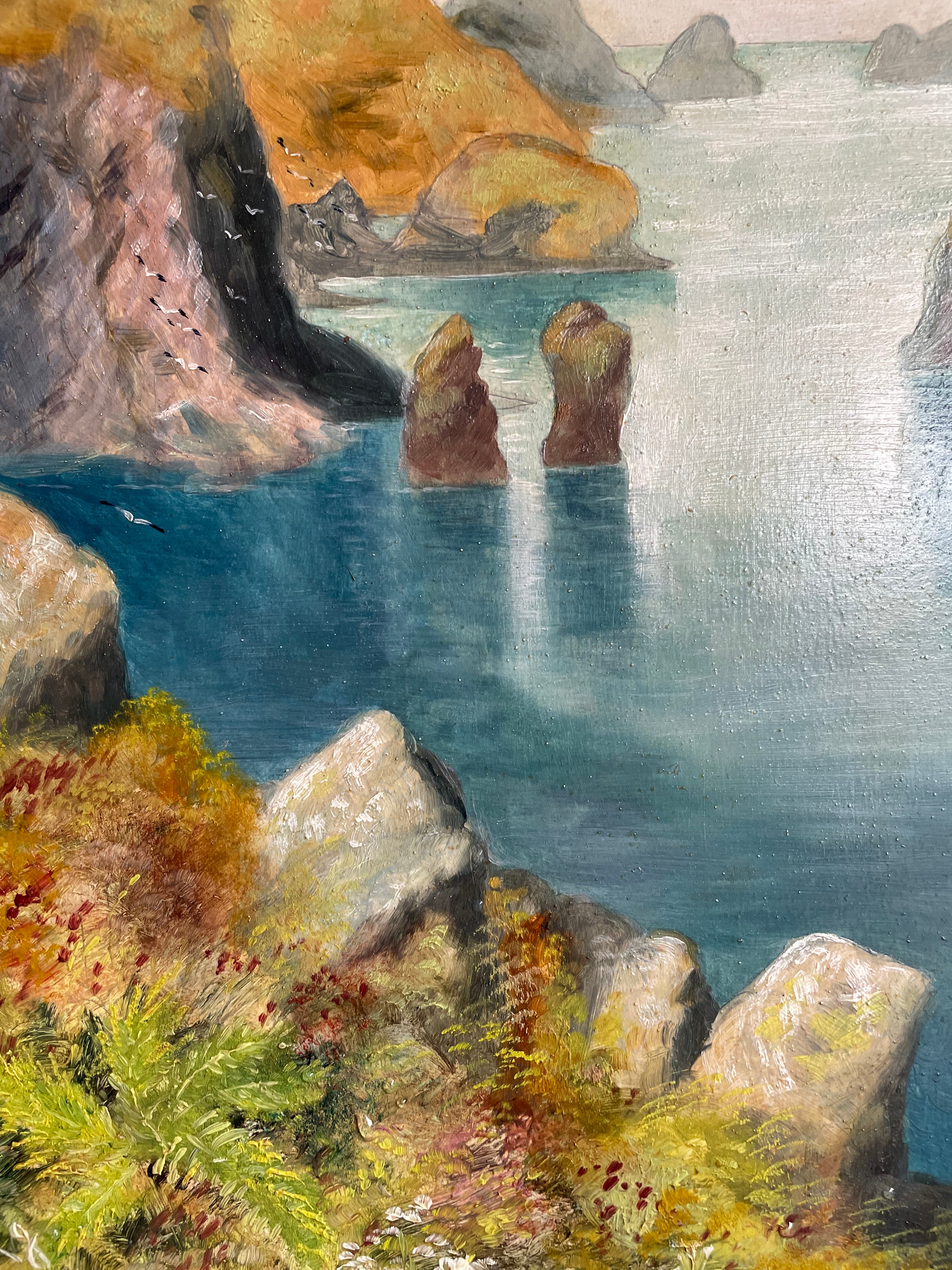 Small Vintage Seascape: Oil on Board