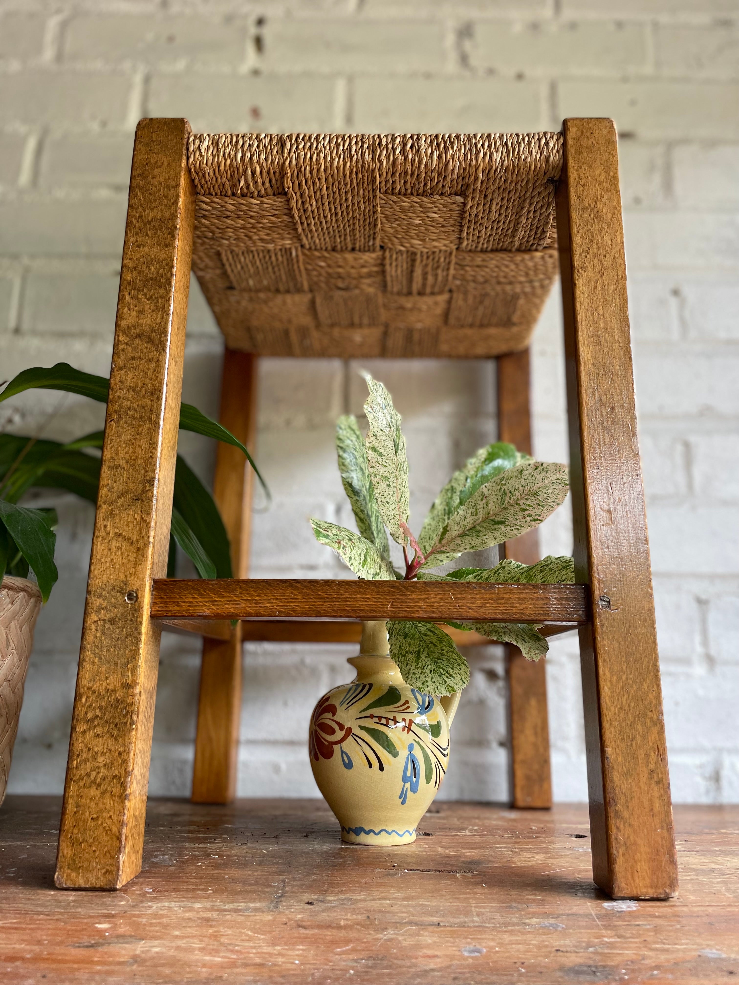 Vintage Woven Rush Stool