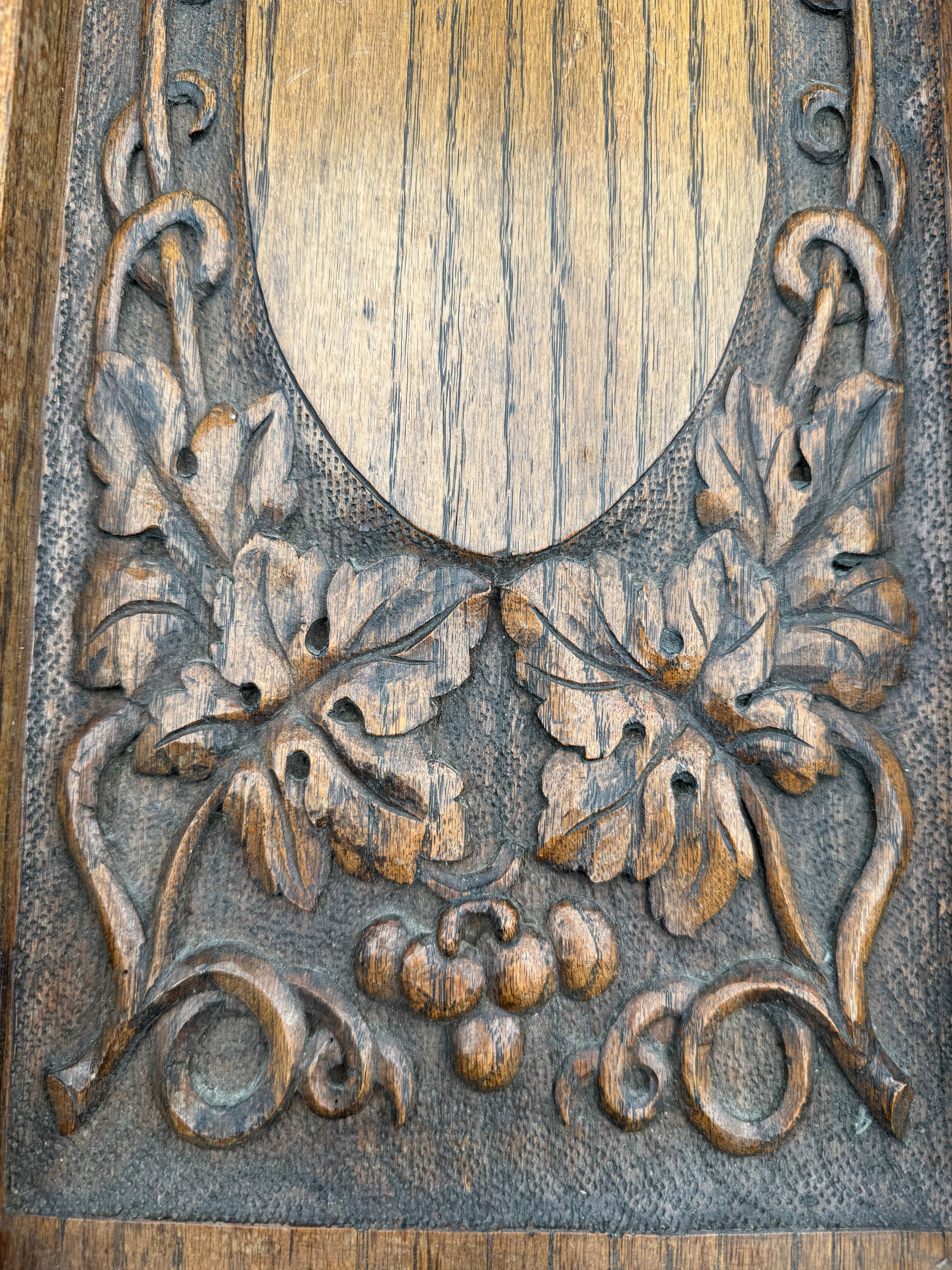 Late 19th Century Arts & Crafts Carved Oak Tray depicting Grapevines