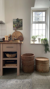 Tall Vintage French Rattan Baguette Basket