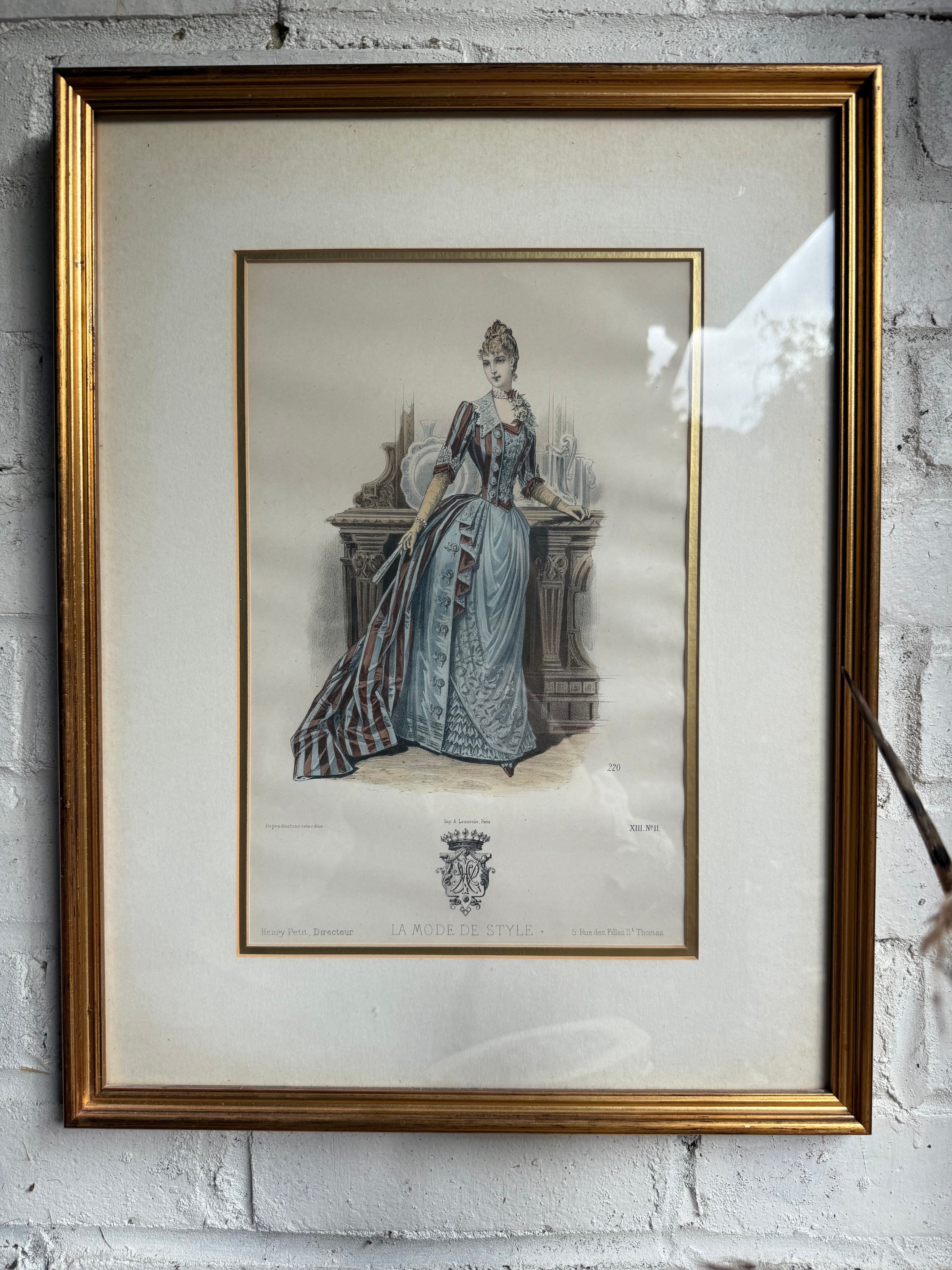 19th Century French Magazine Framed Hand Coloured Illustration - No 11