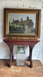 Victorian Etched & Enamelled Glass Bathroom Jar with Lid