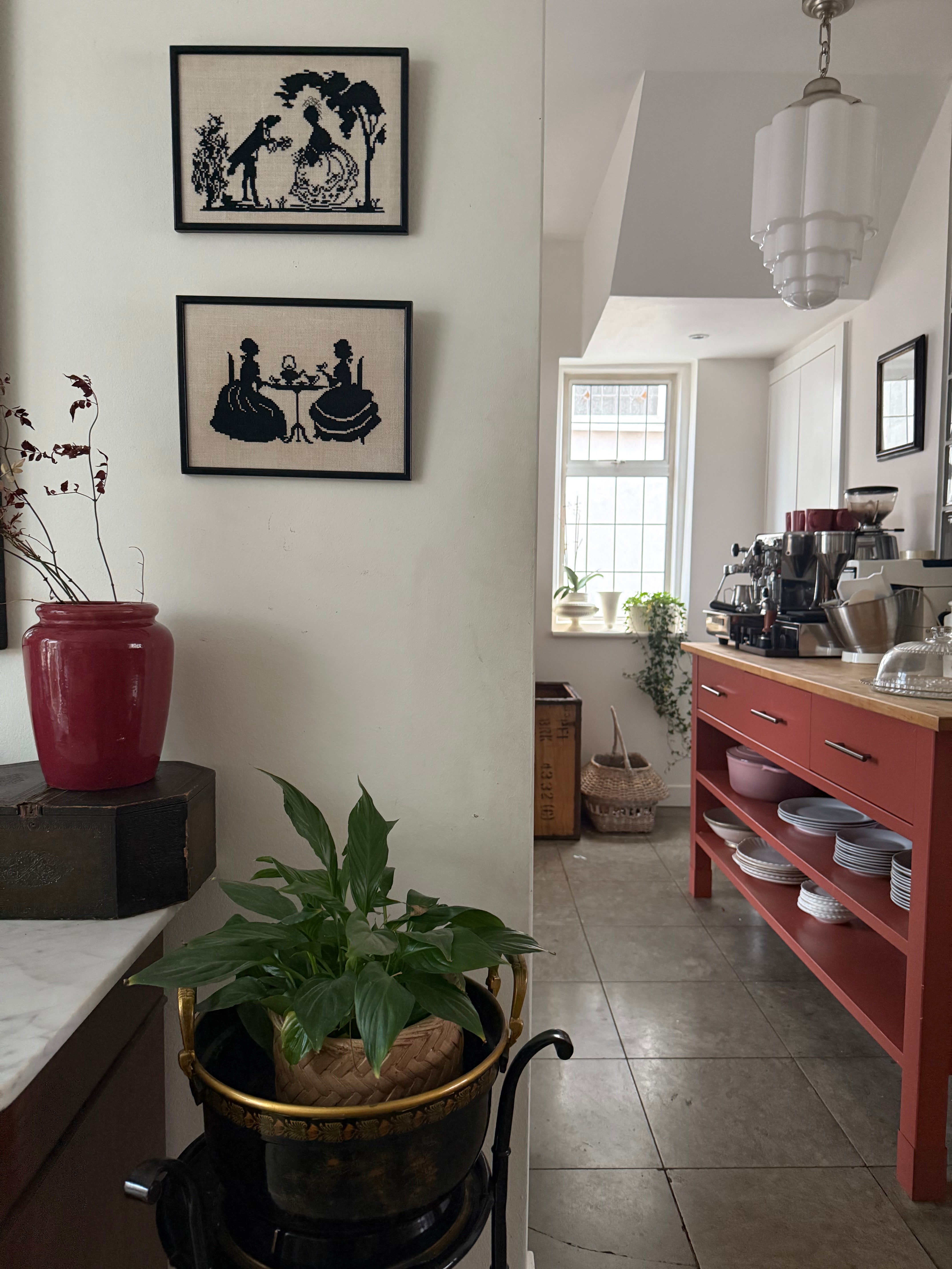 Vintage Framed Needlework Silhouette