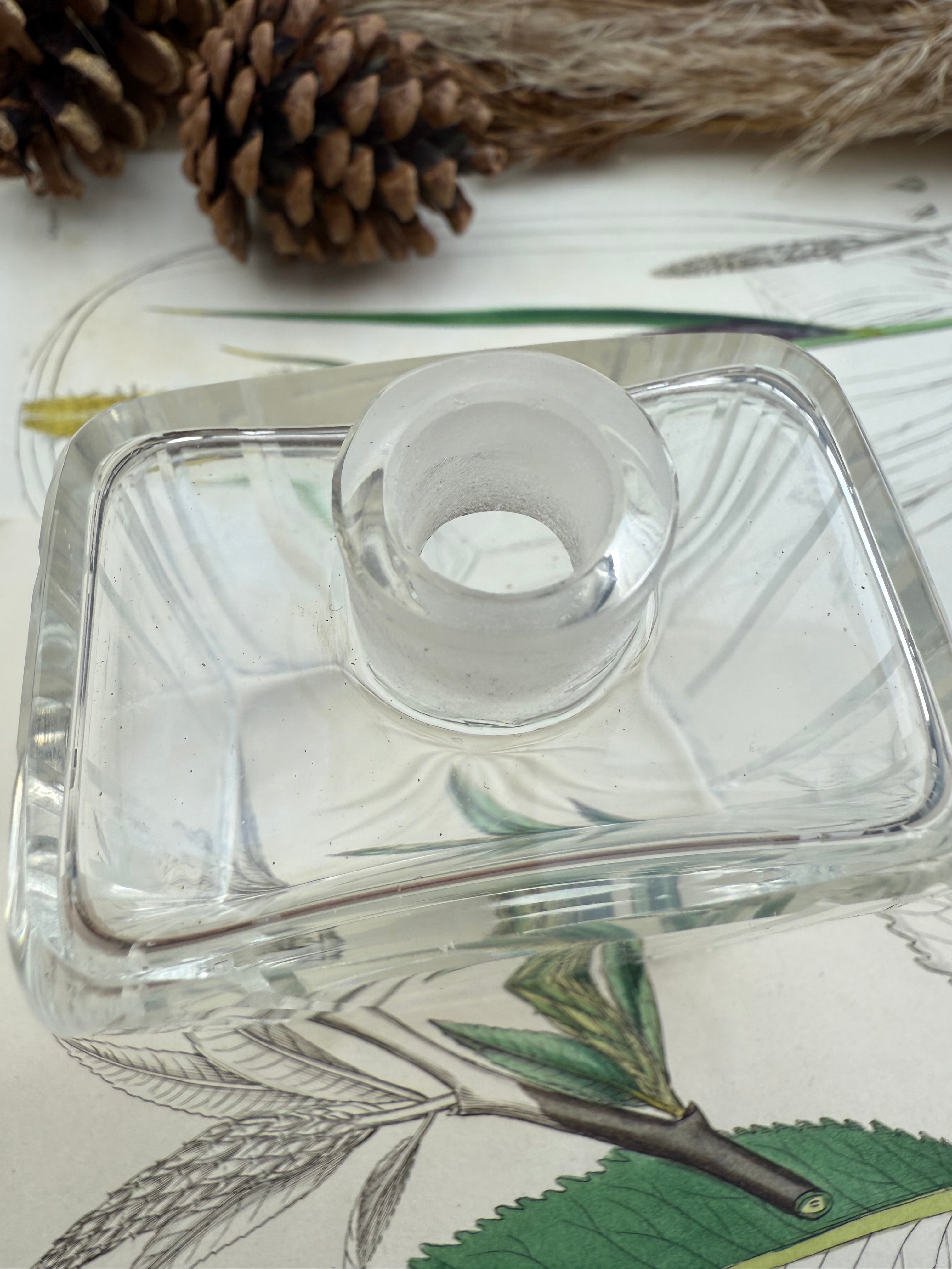 Small Glass French Cologne Bottle with Star Pattern: Circa 1940s