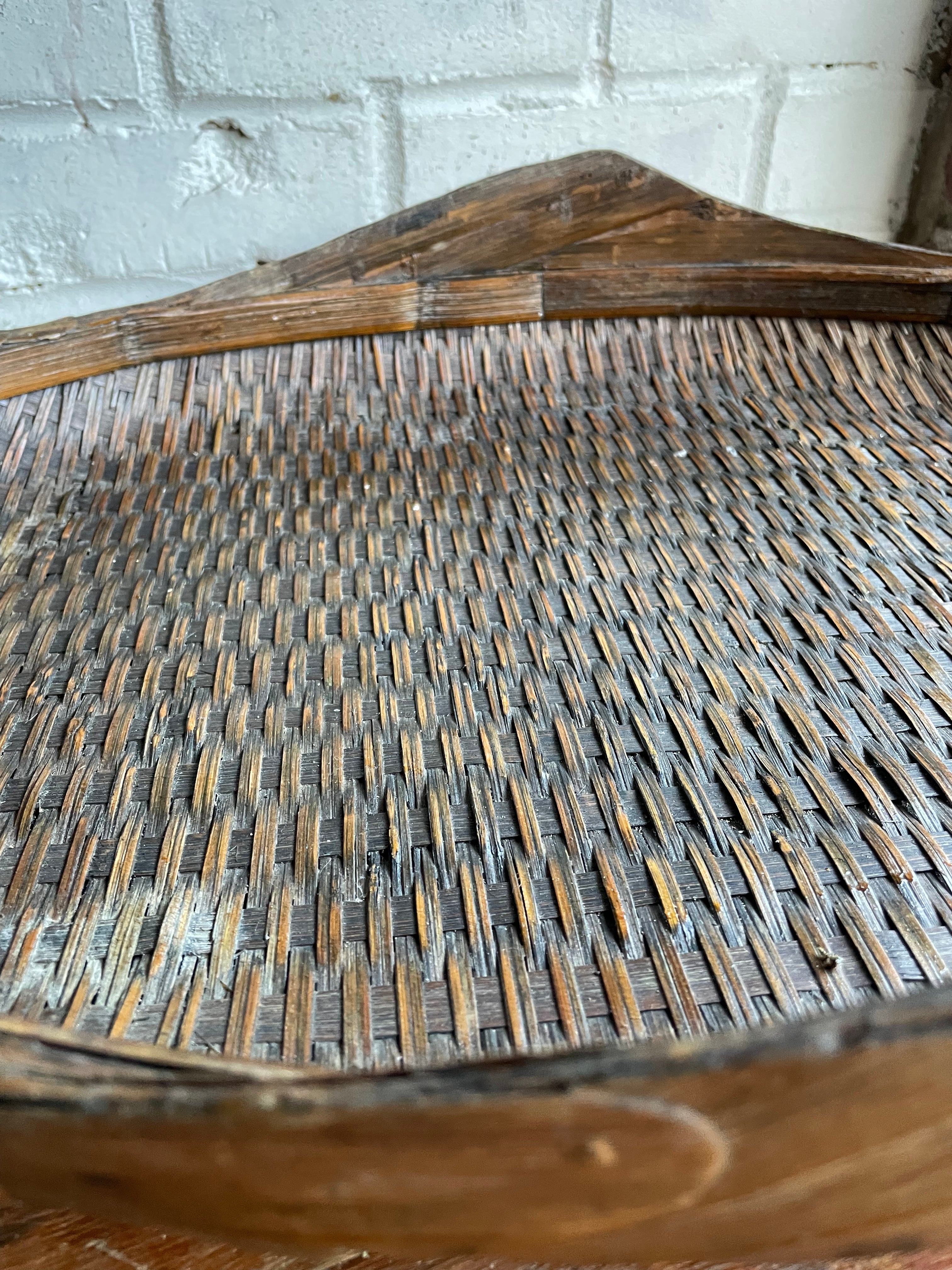 Duck-Shaped Wooden and Rattan Tray