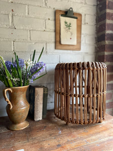 Small Midcentury Rattan Side-Table/Stool in Franco Albini style