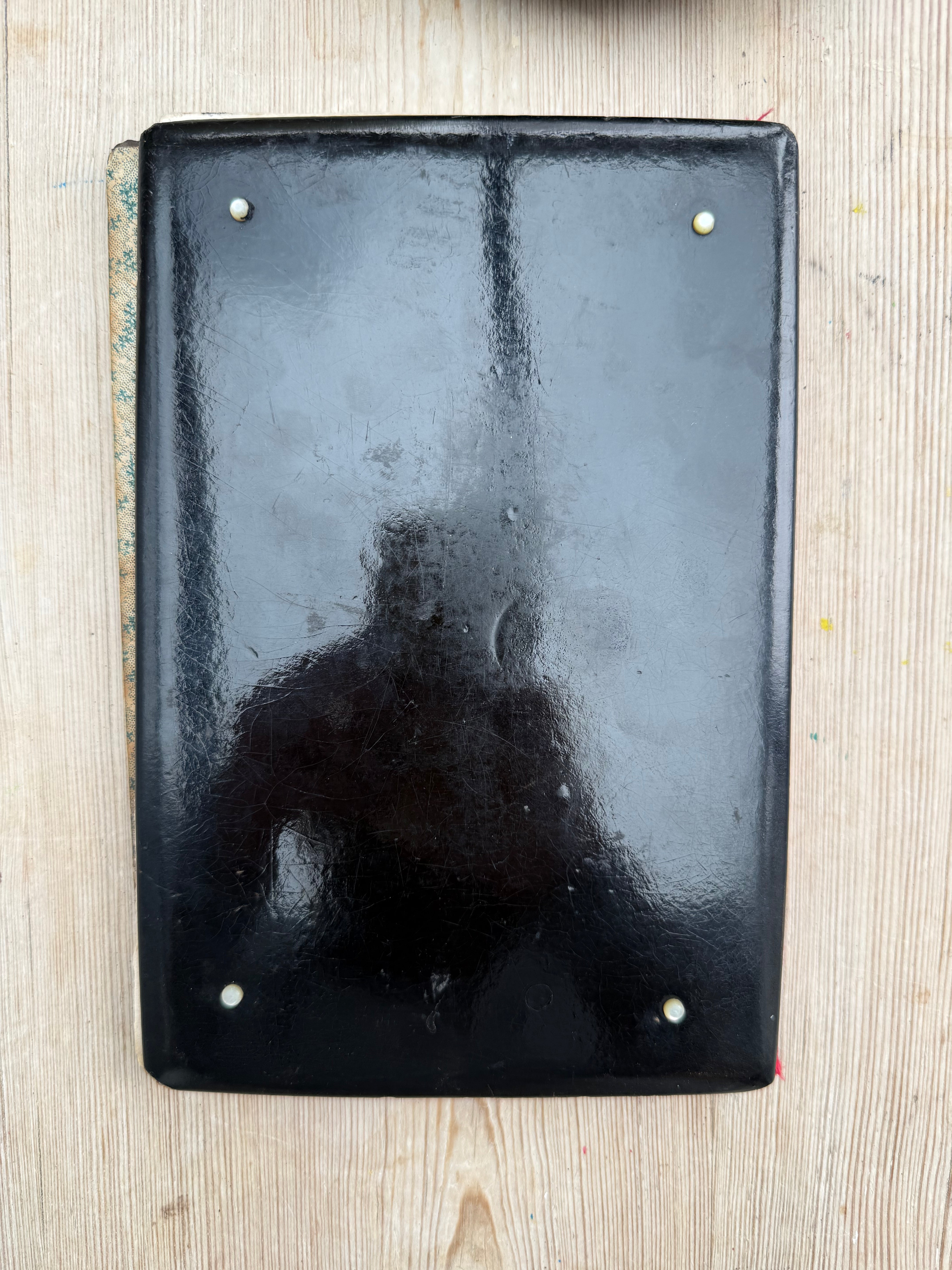 Circa 1890: Hand-Painted Papier Mache Blotting Pad with Mother of Pearl