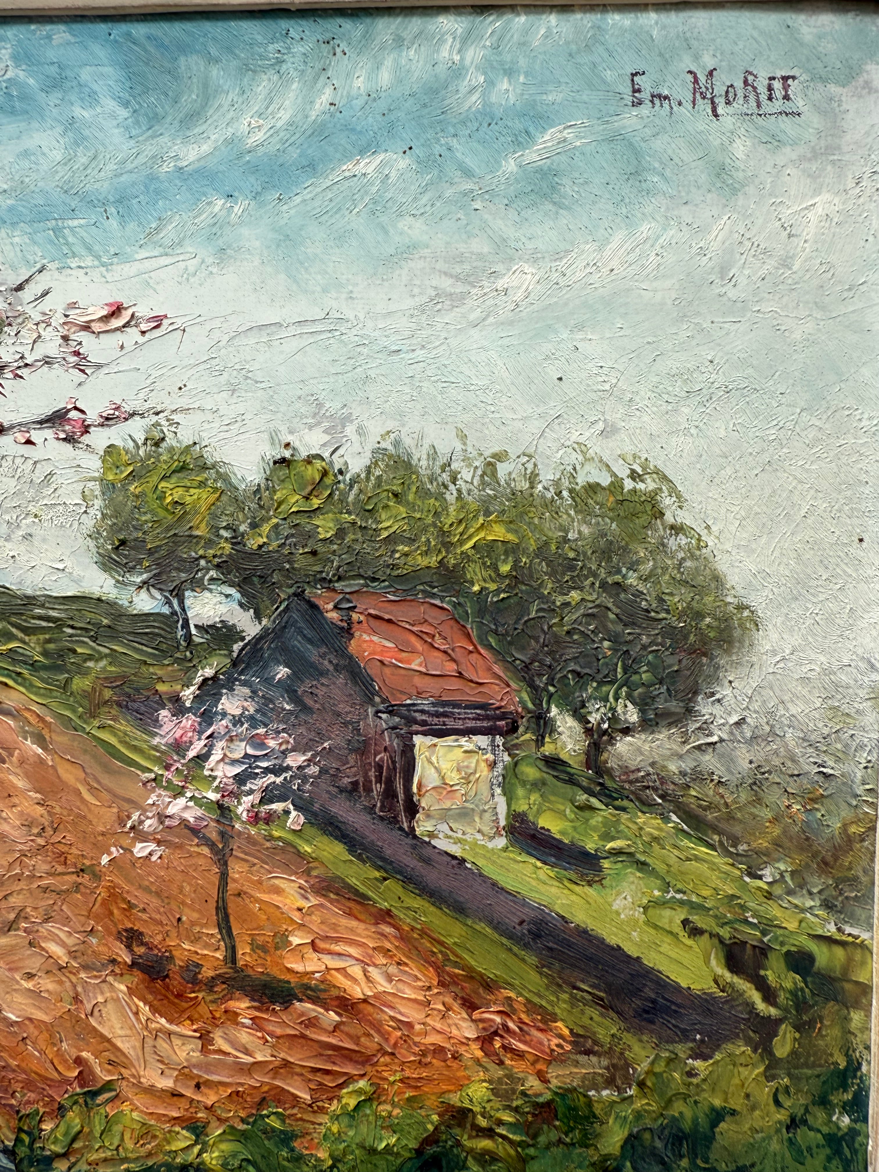 Blossom Tree: Early 20th Century Signed Impressionist  Oil on Board