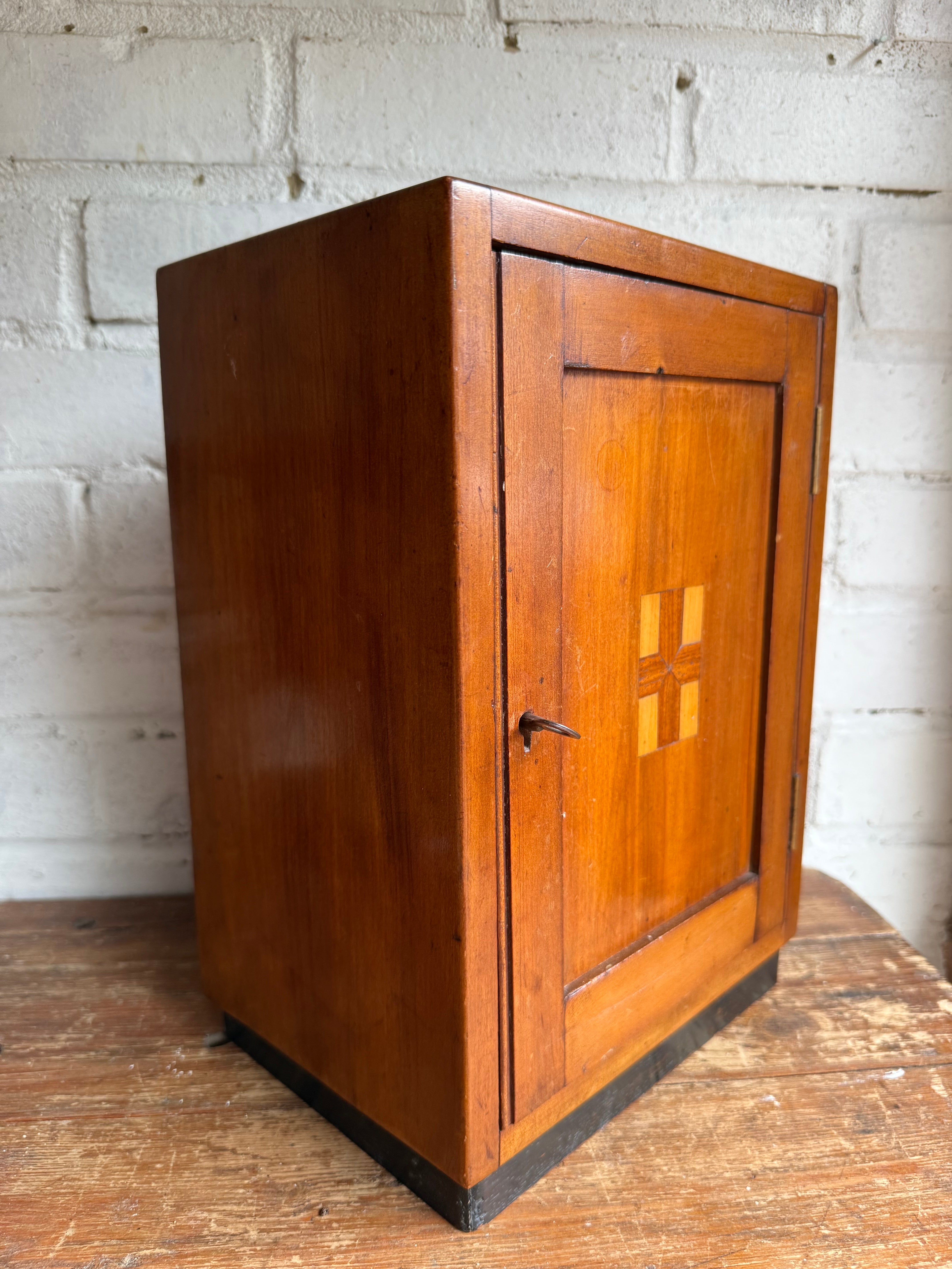 Rare 1930s Wooden First Aid Cabinet with Inlaid “Green Cross”