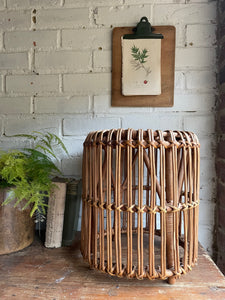 Small Midcentury Rattan Side-Table/Stool in Franco Albini style