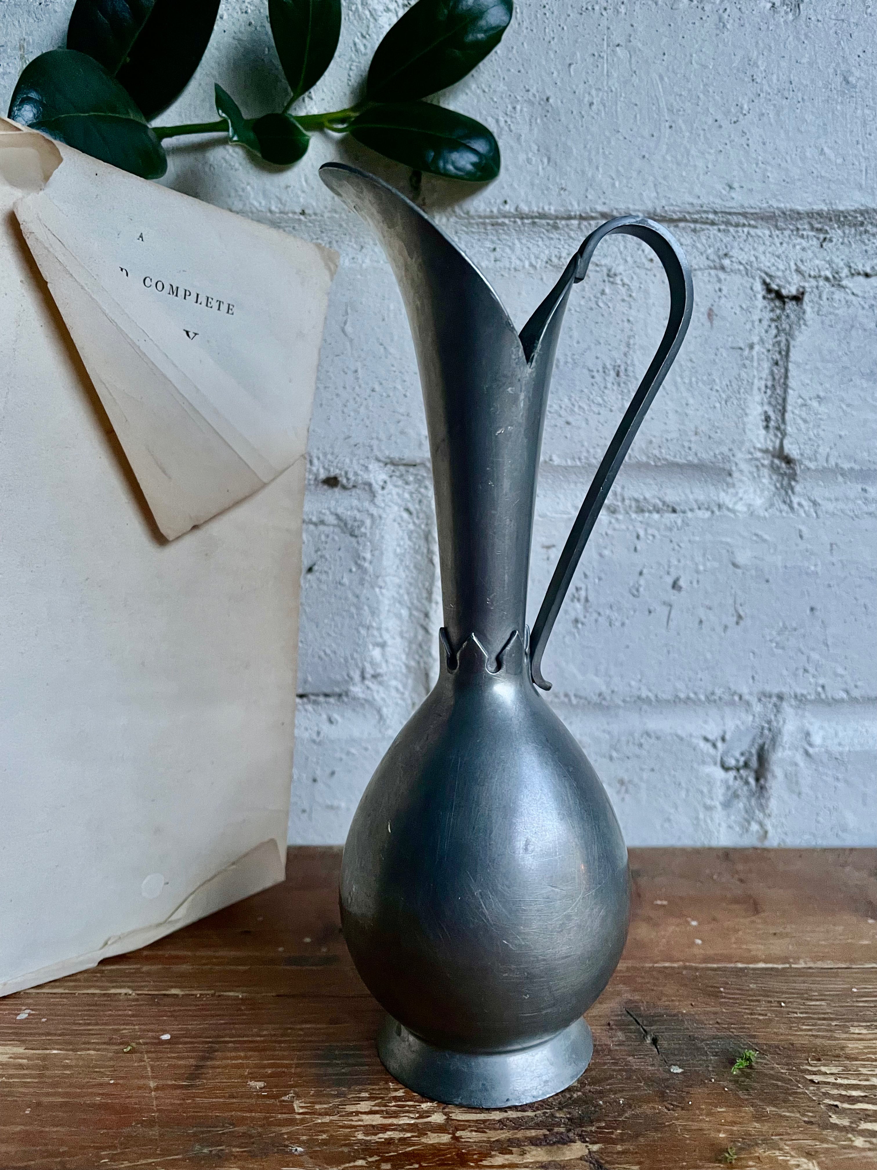 Tiny Antique Pewter Vase/Candleholder