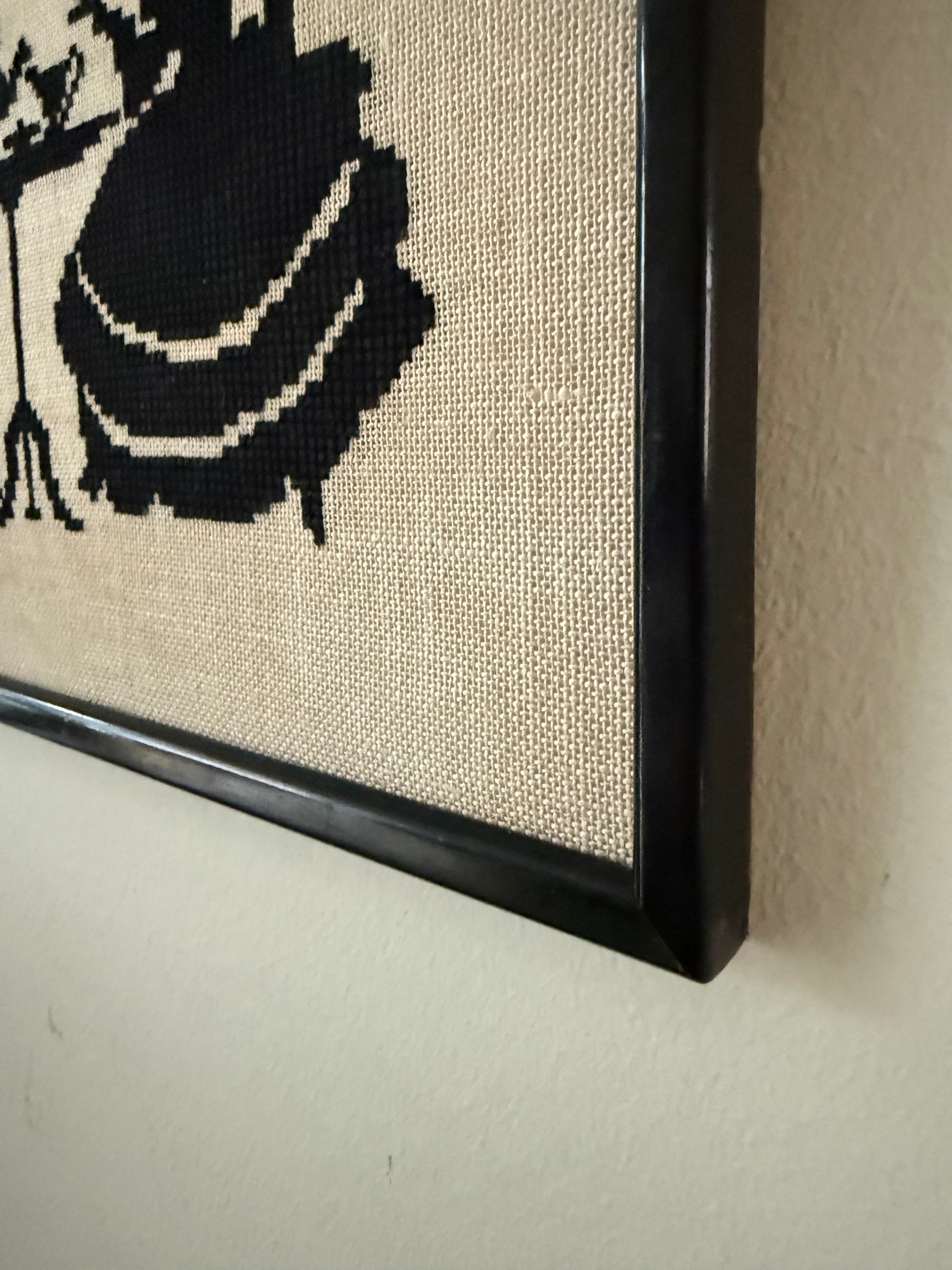 Vintage Framed Needlework Silhouette