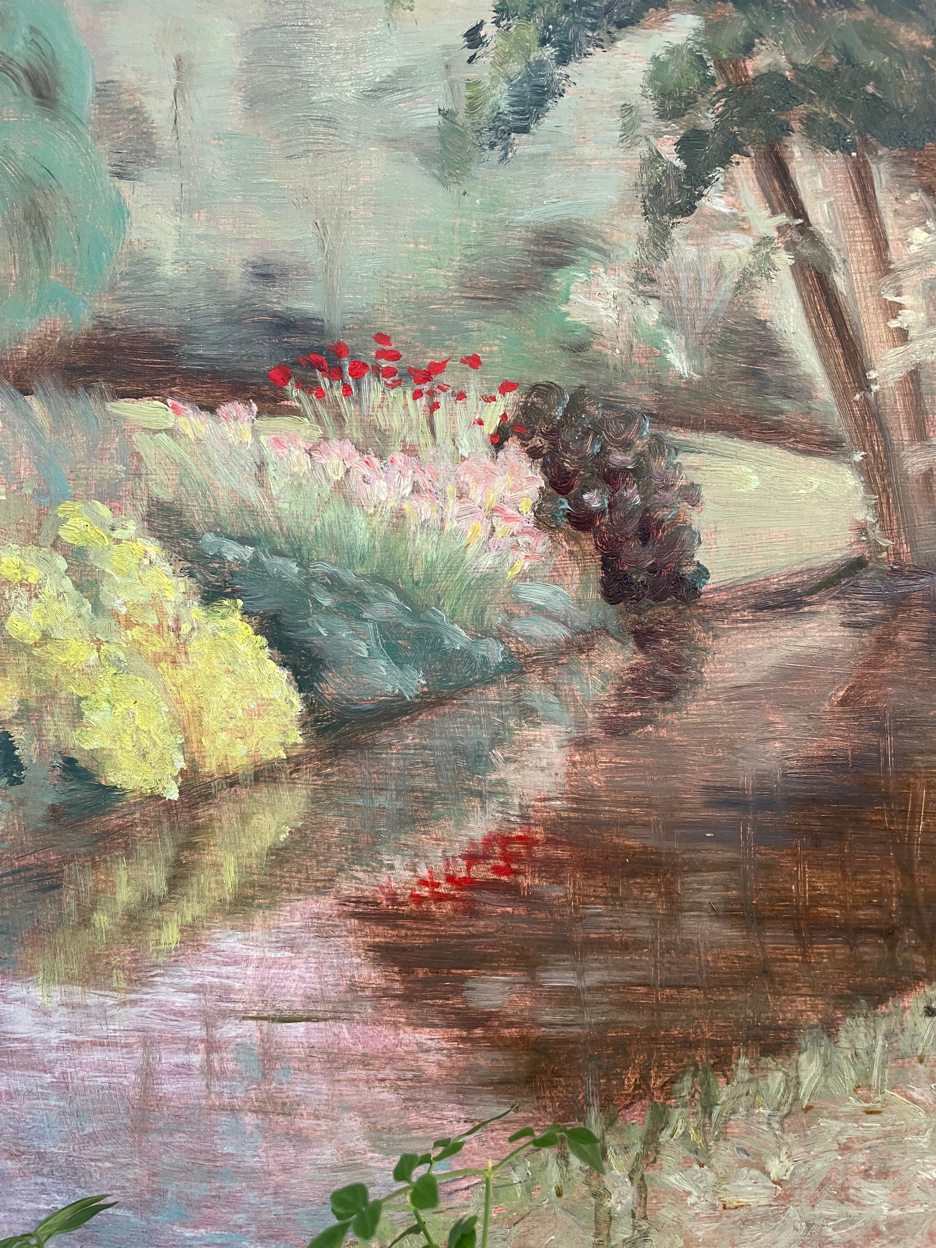 Waterside Reflection: Signed Oil on Board