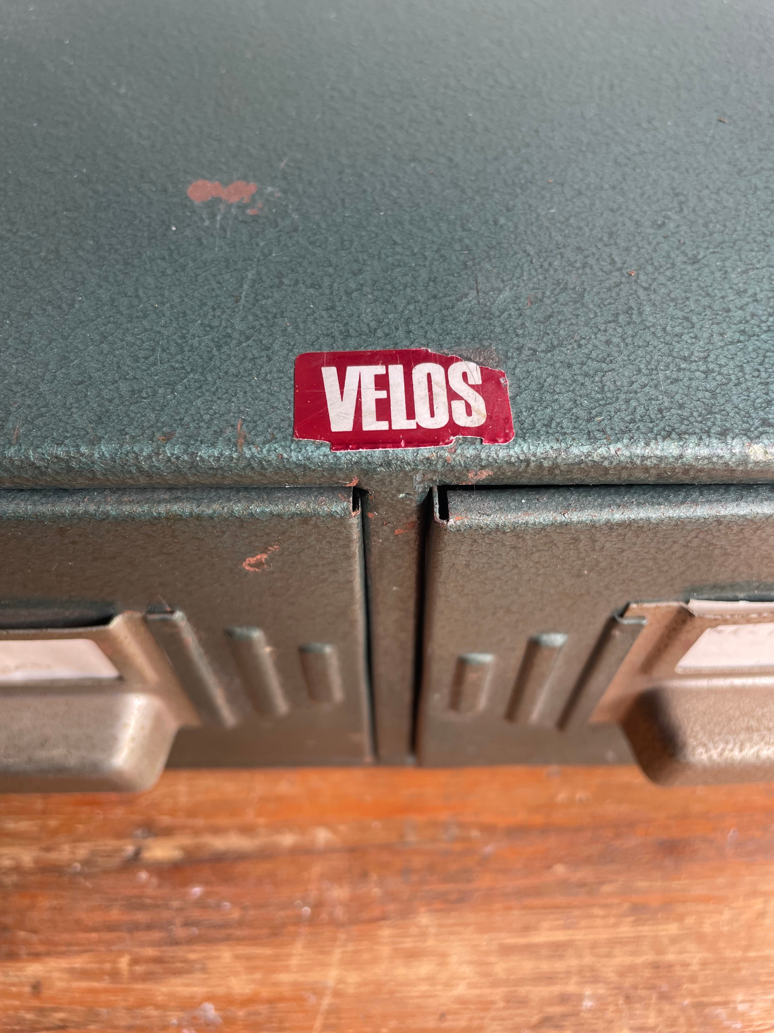 Vintage Green Metal Double Filing Drawers