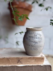 Small Antique Belgian Stoneware Mustard Pot
