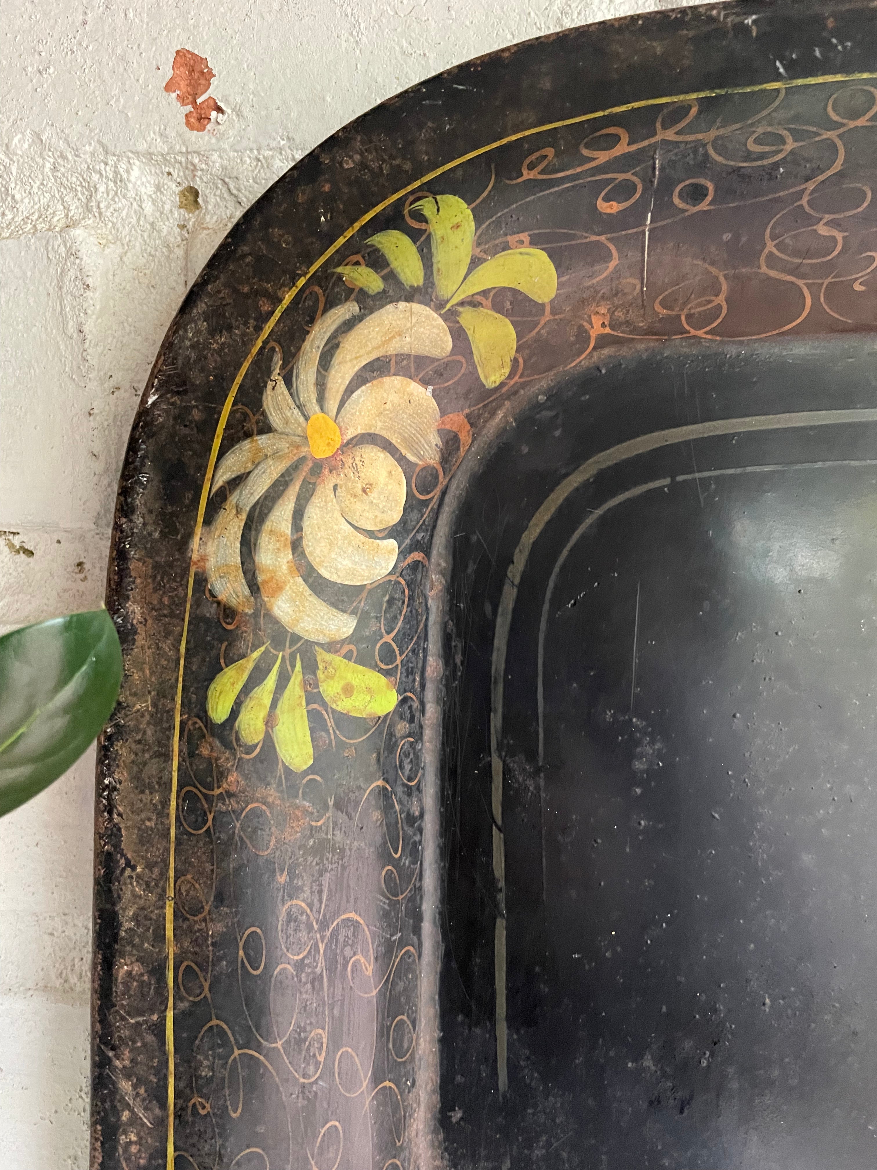 Oversized 19th Century Toleware Metal Tray – Reclectic