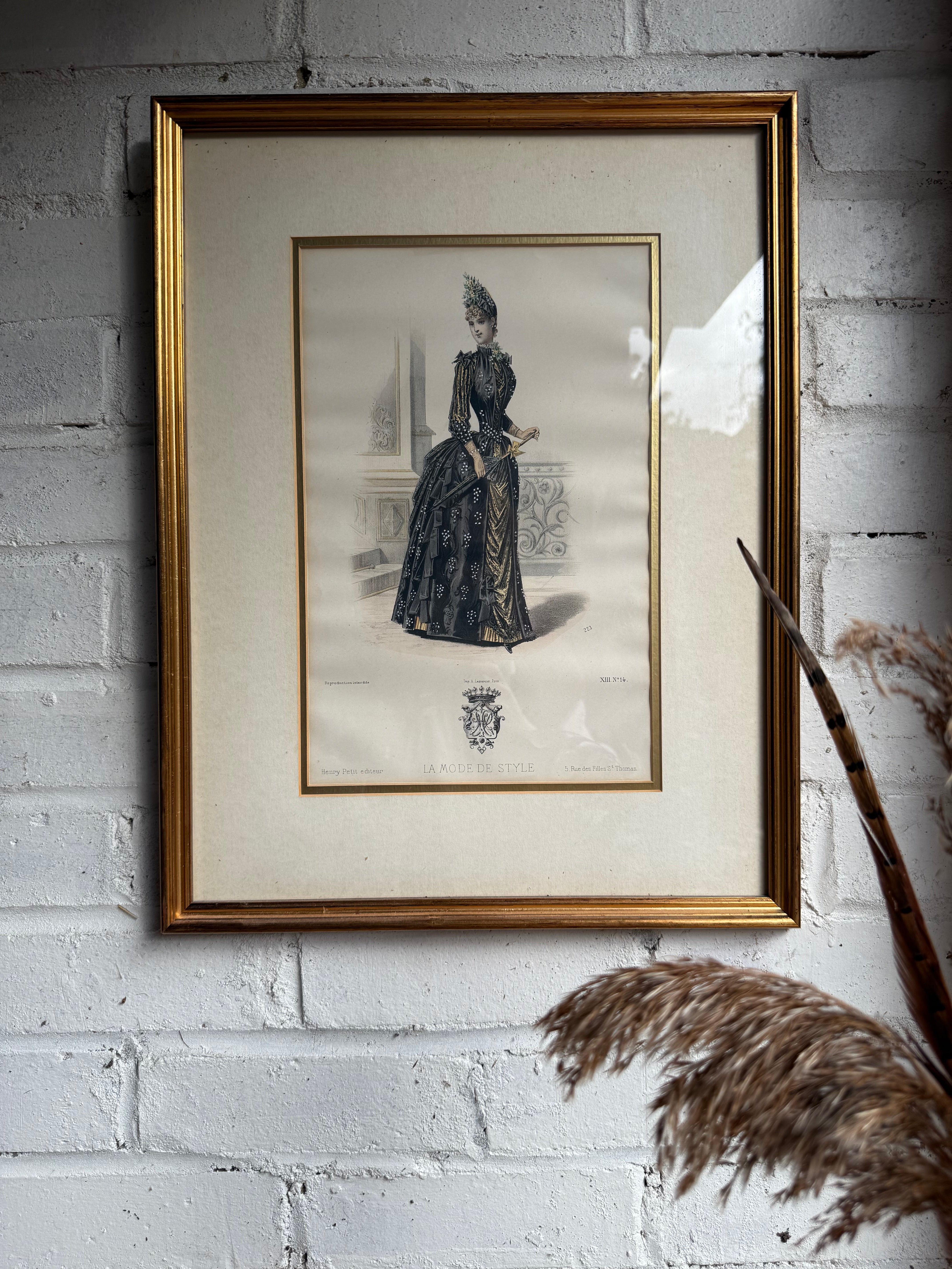 19th Century French Magazine Framed Hand Coloured Illustration - No 14