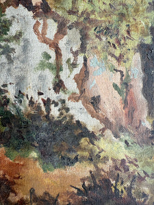 Woman & Dog: Signed & Dated 1916 Oil on Canvas