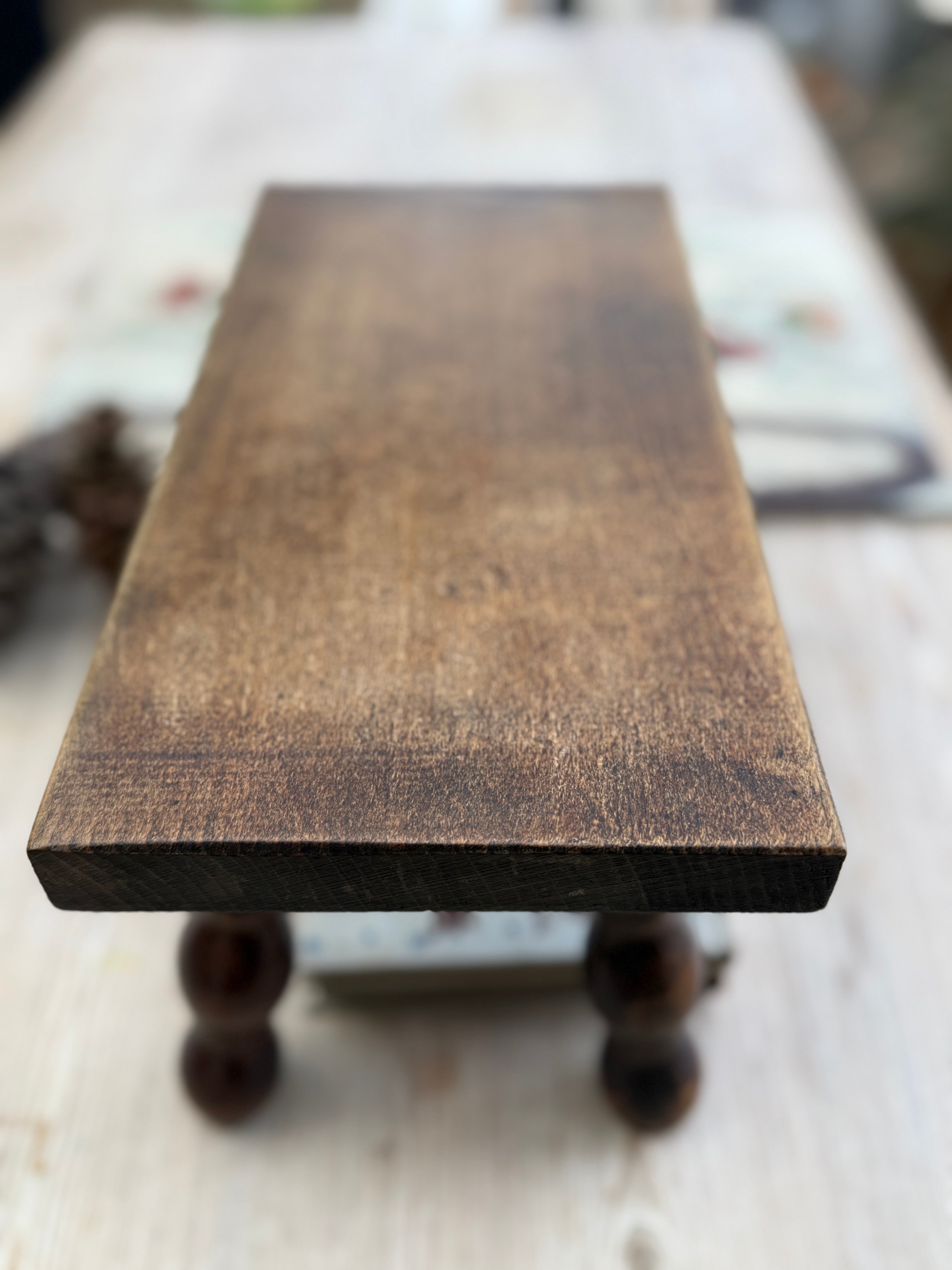 Antique French Oak Low Bobbin Stool