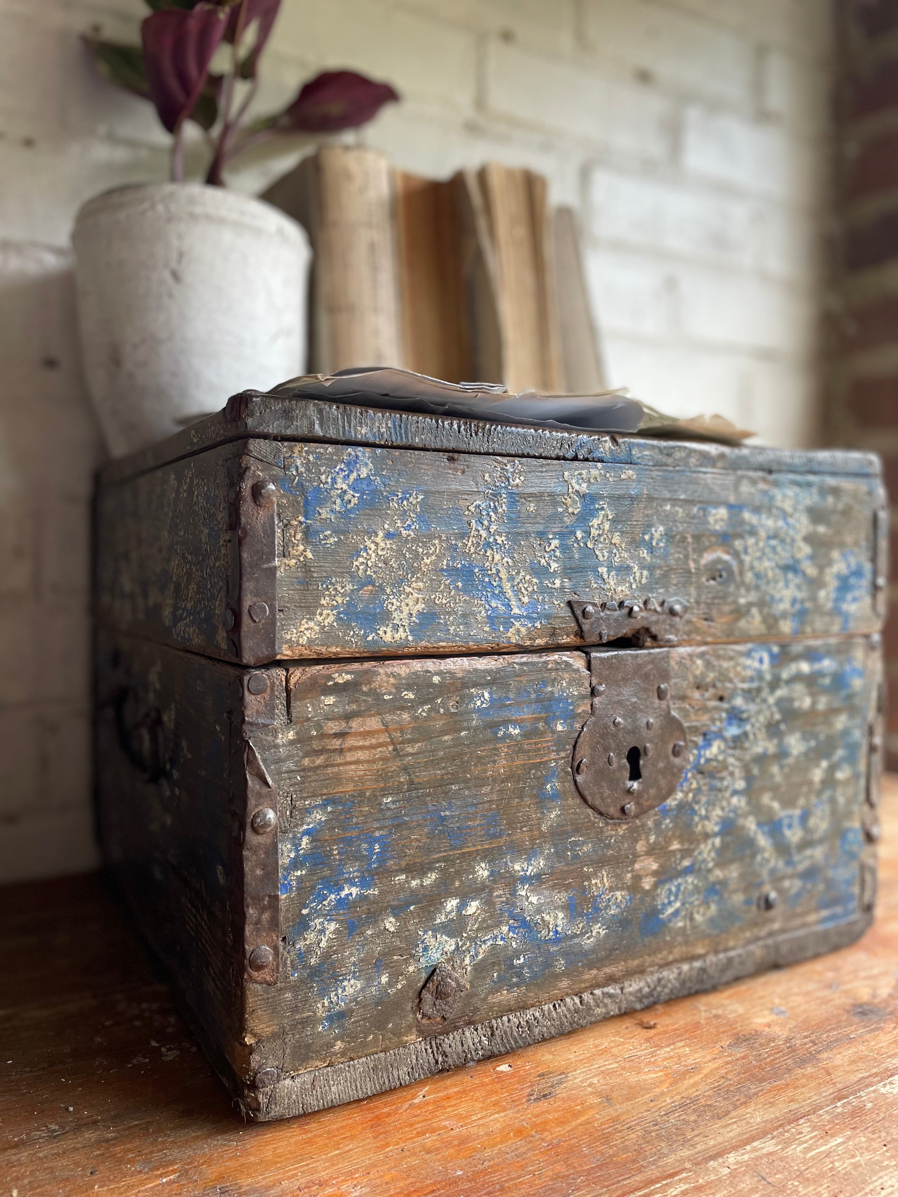 19th Century Chest with Original Iron Handles