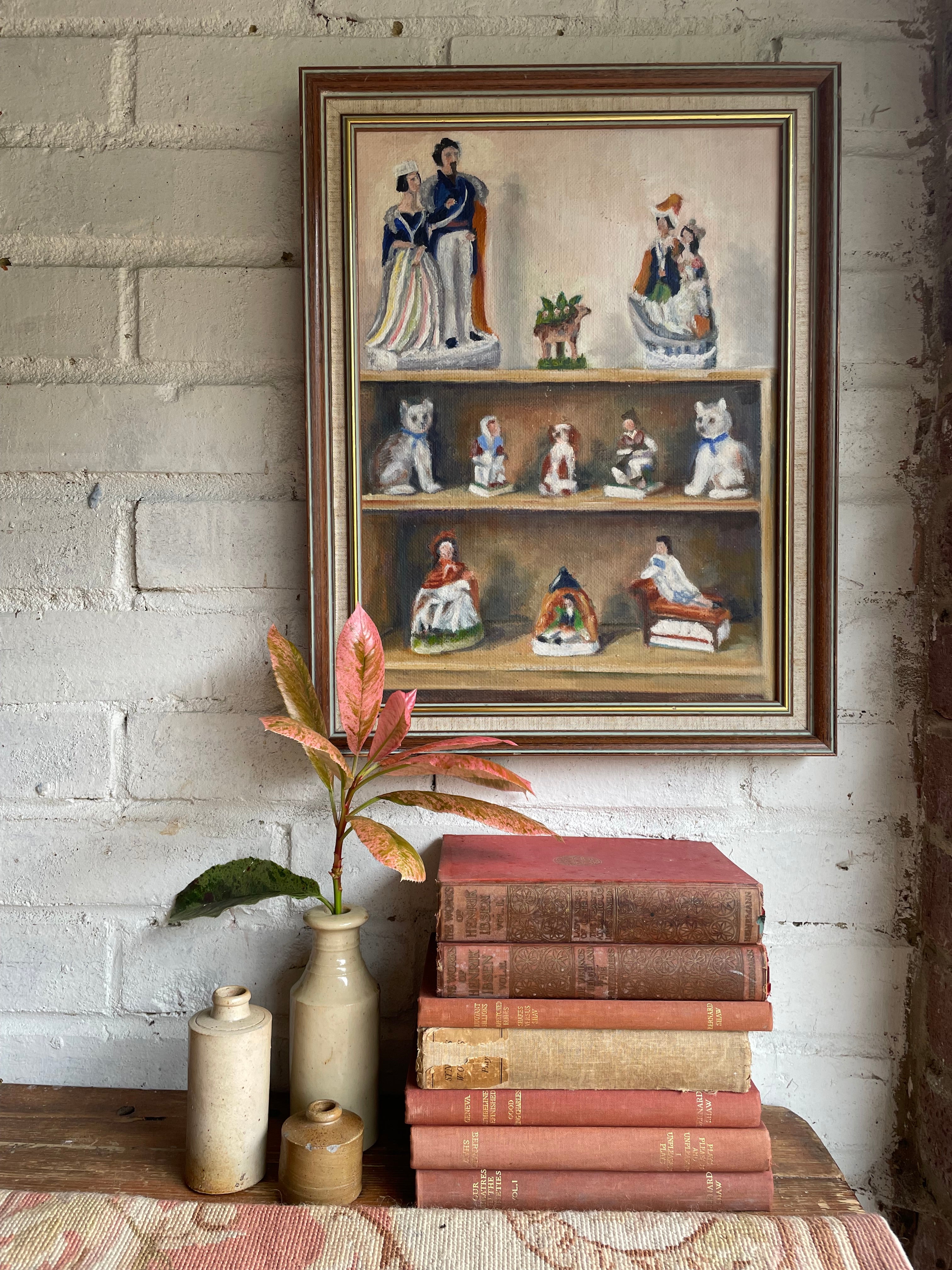 Still Life with Staffordshire Porcelain Objects:  Oil on Canvas