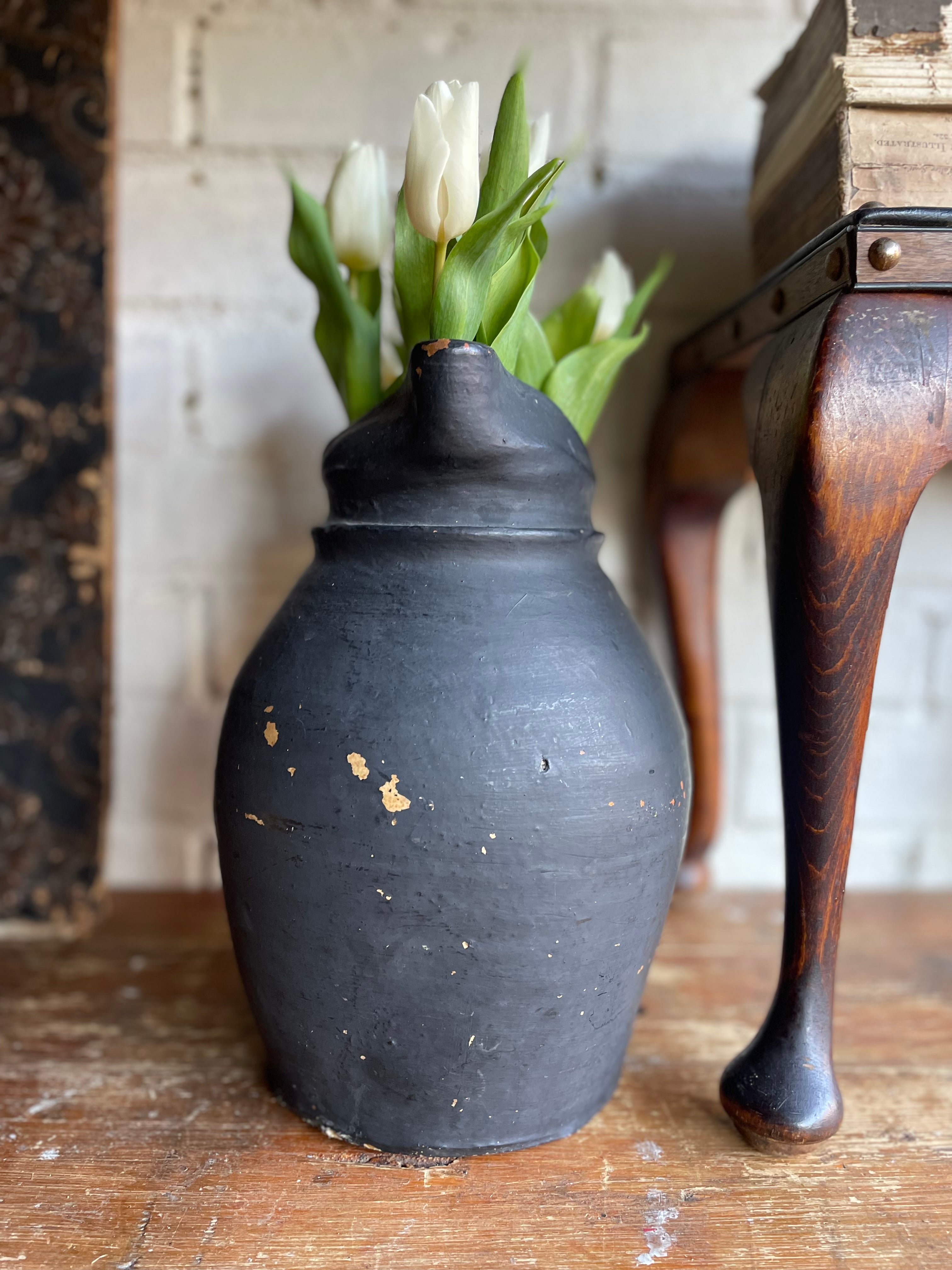 Earthenware Vase in Black Hues