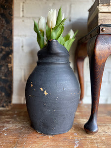 Earthenware Vase in Black Hues