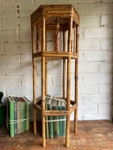 Midcentury Tiger Bamboo Plant Stand