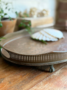 Early 20th Century Engraved Silver Plate on Copper Gallery Tray