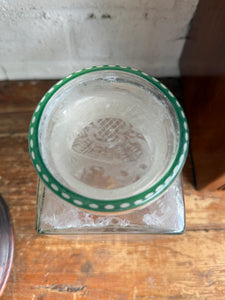 Victorian Etched & Enamelled Glass Bathroom Jar with Lid