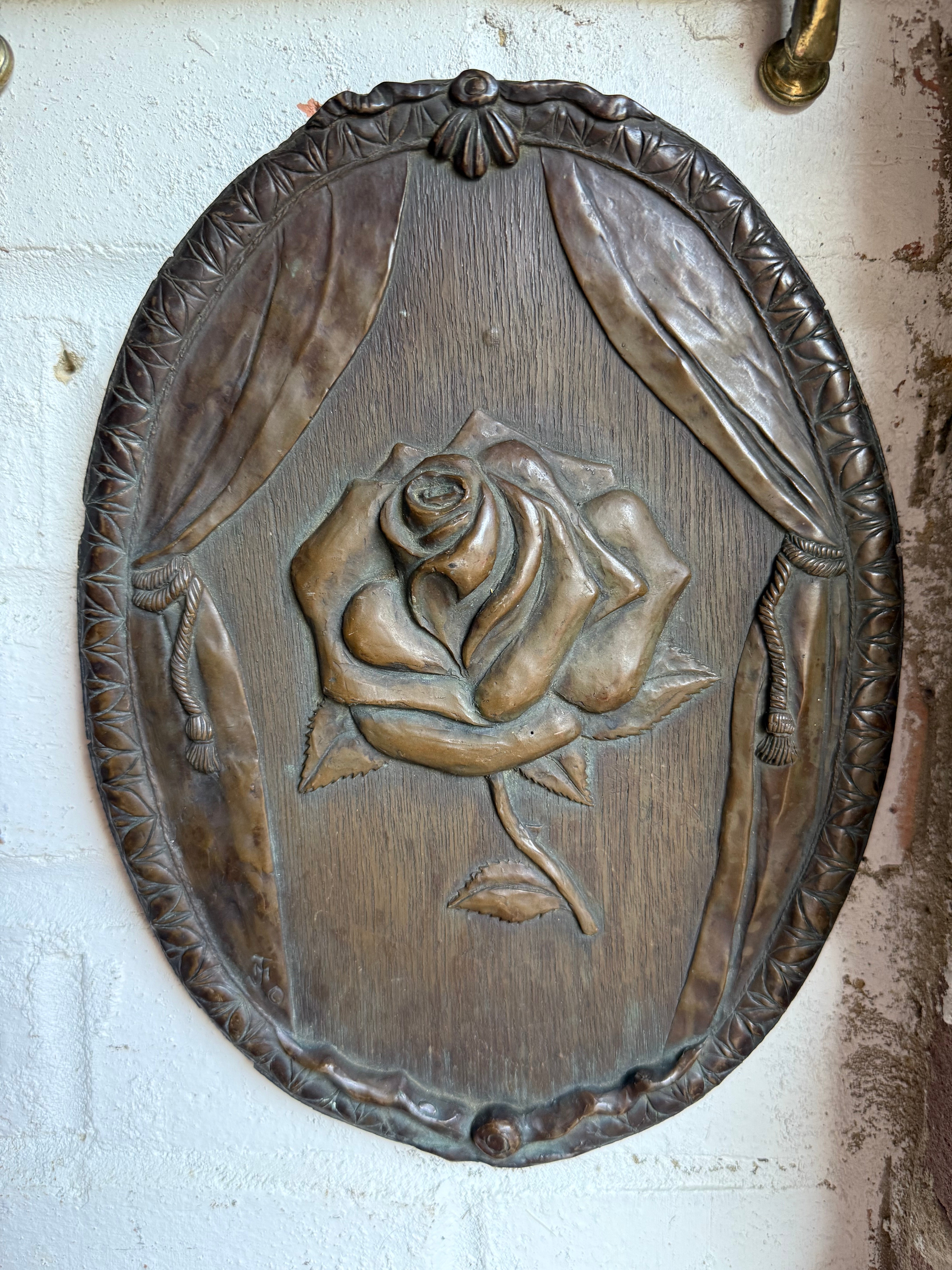 Rose Revealed: 19th Century Wood, Iron and Resin Plaque