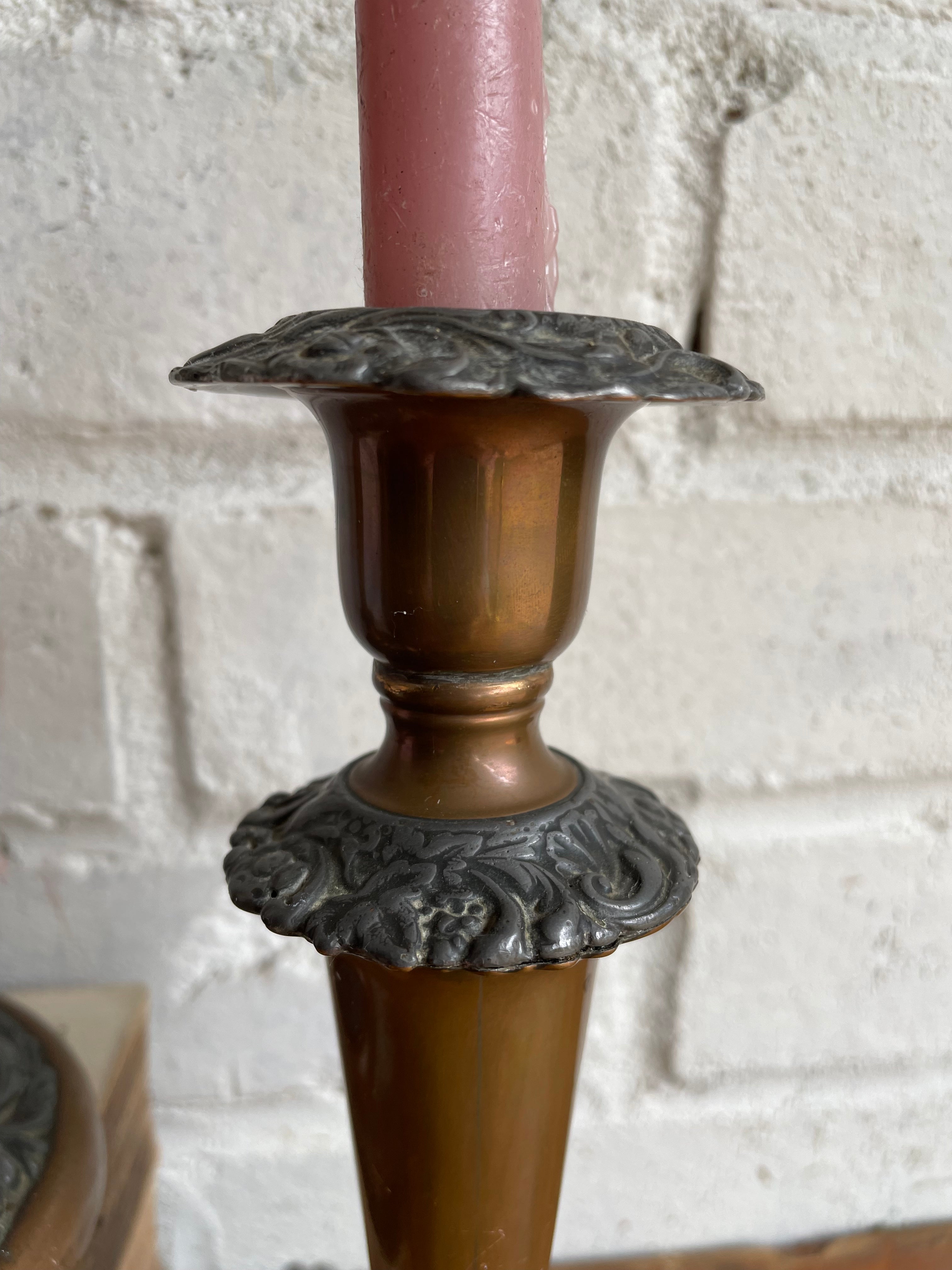 19th Century Copper & Pewter Candlesticks