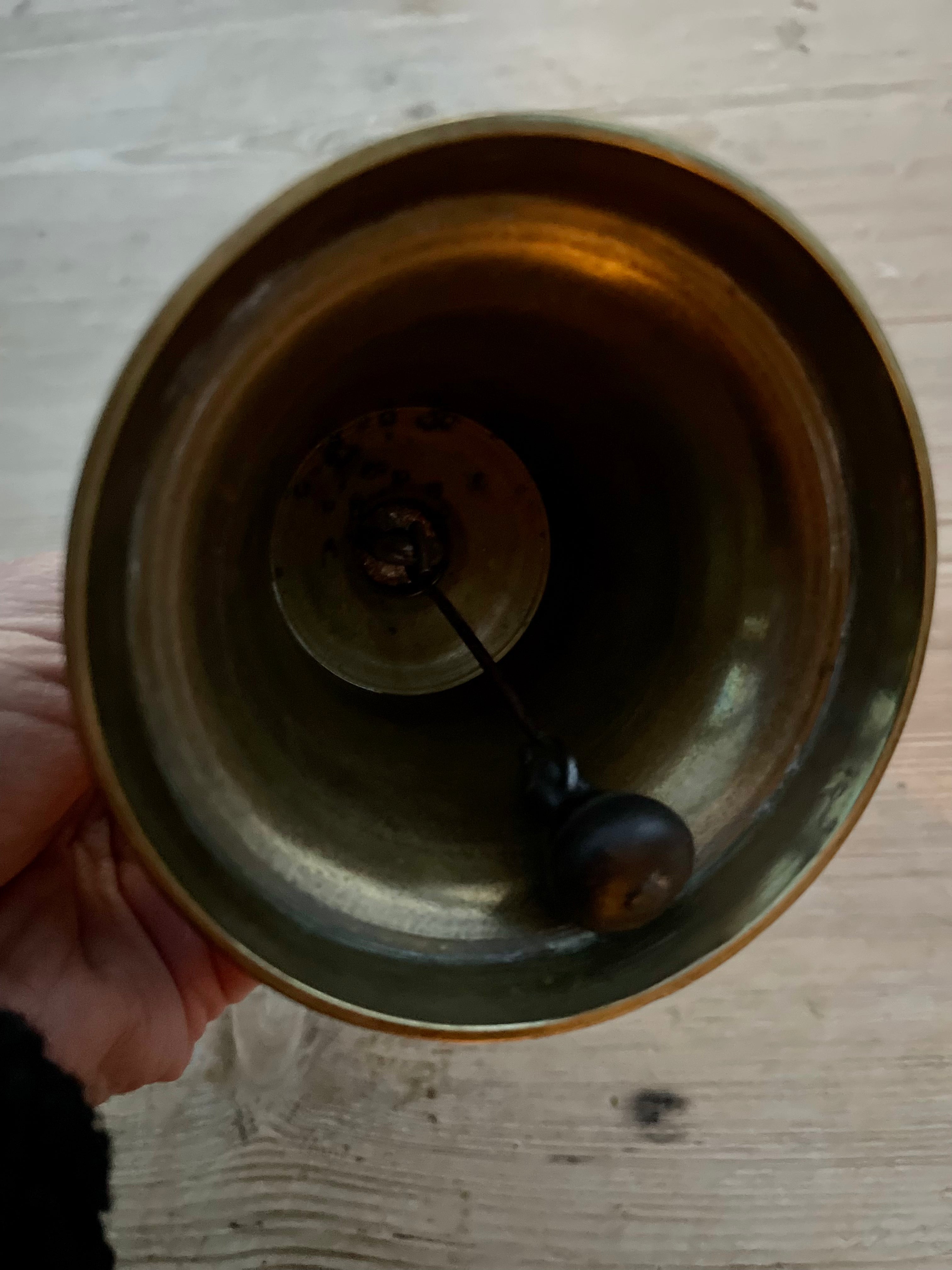 Antique Brass Handbell with Wood Handle