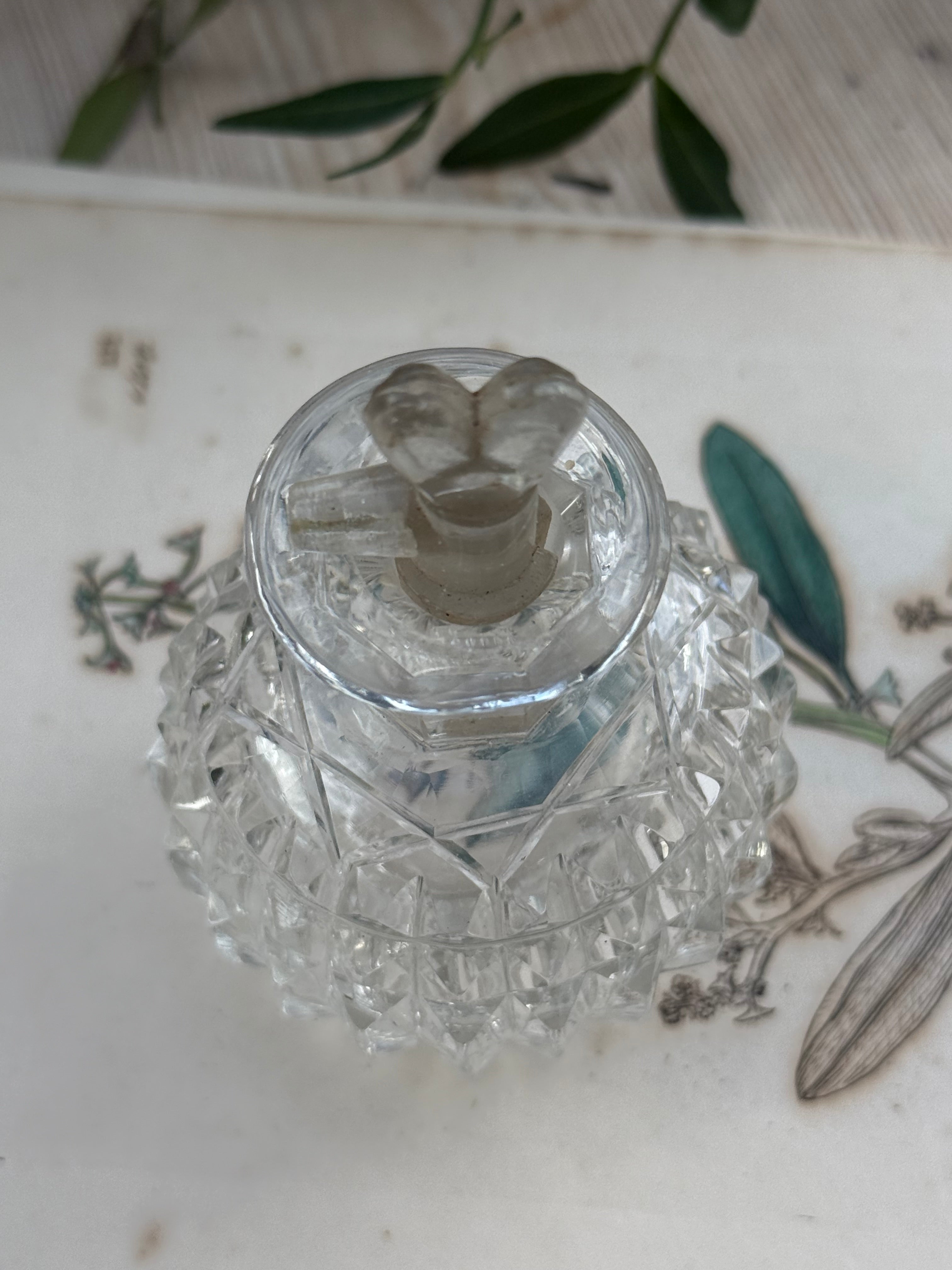 Circa 1870s: Small Victorian Cut-Glass Perfume Bottle
